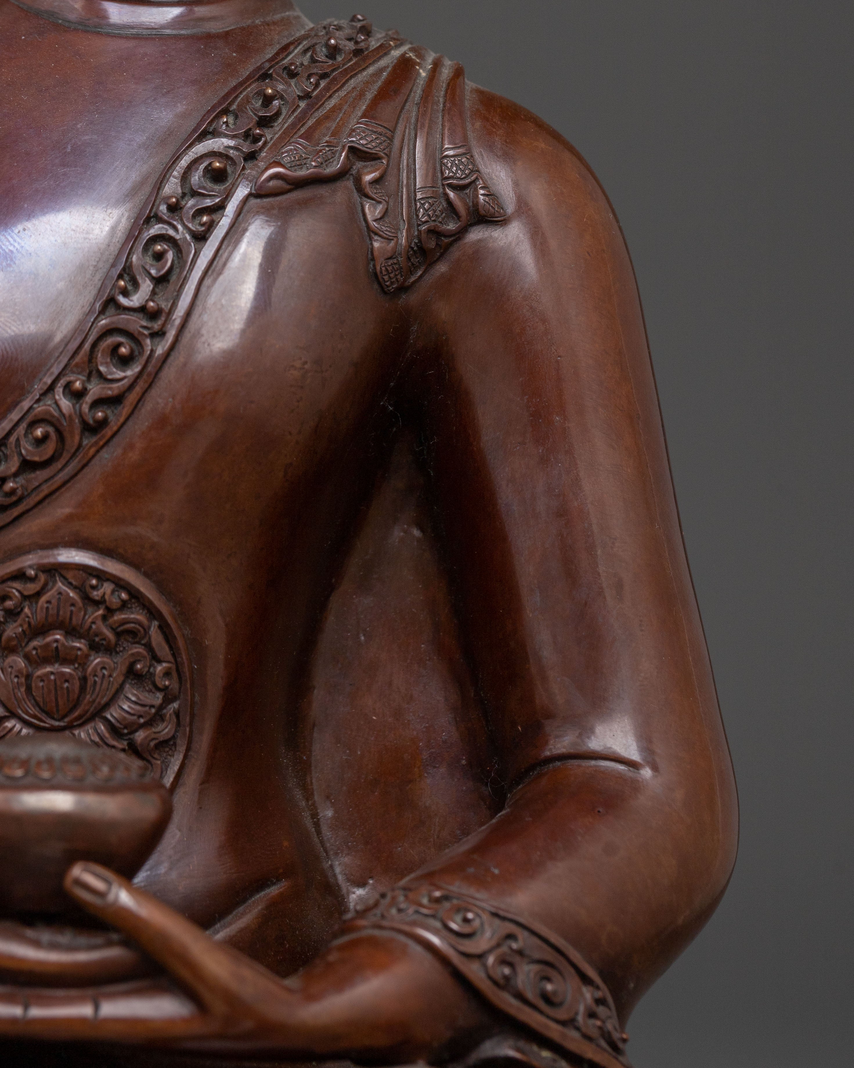 Amitabha Buddha: Oxidized Copper Statue