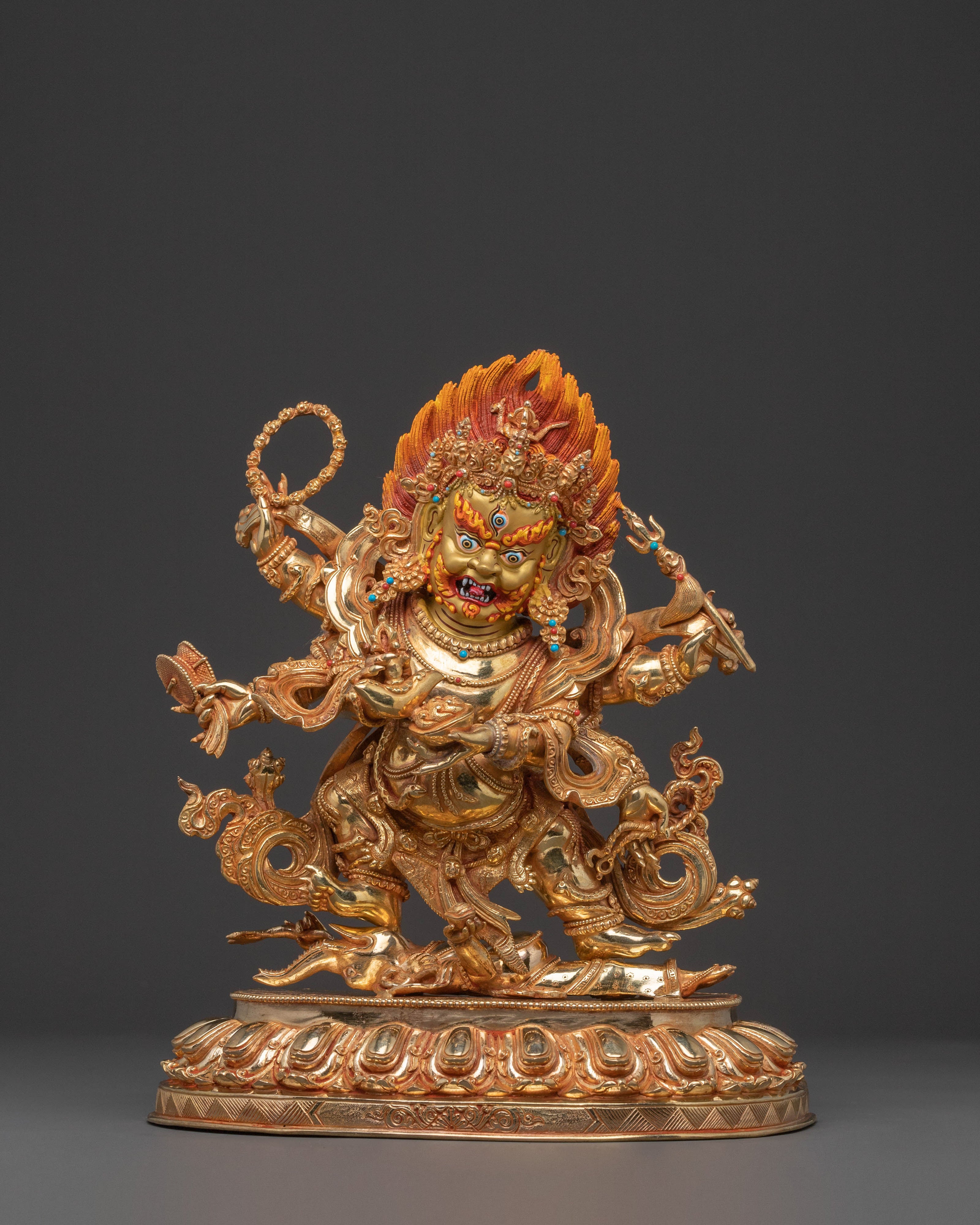Six Armed Mahakala Guardian Statue | Protector Deity of Fearlessness