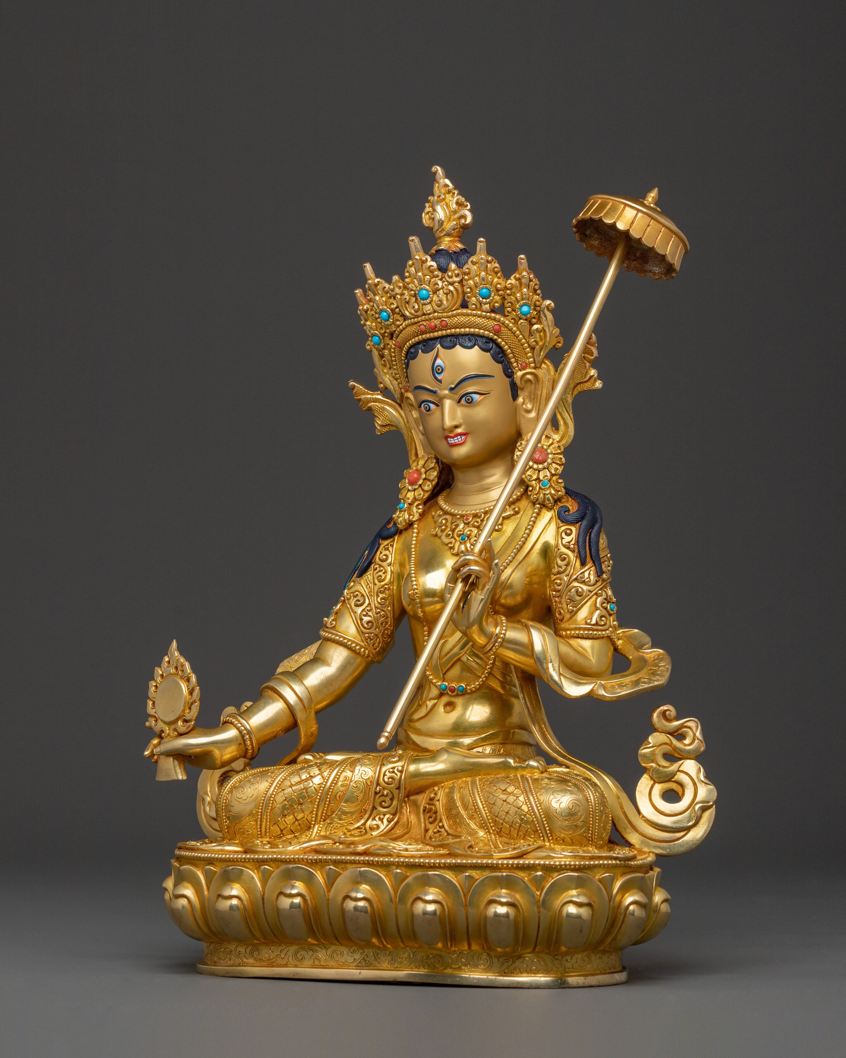 Dukar White Umbrella Protector Statue: Made in Nepal