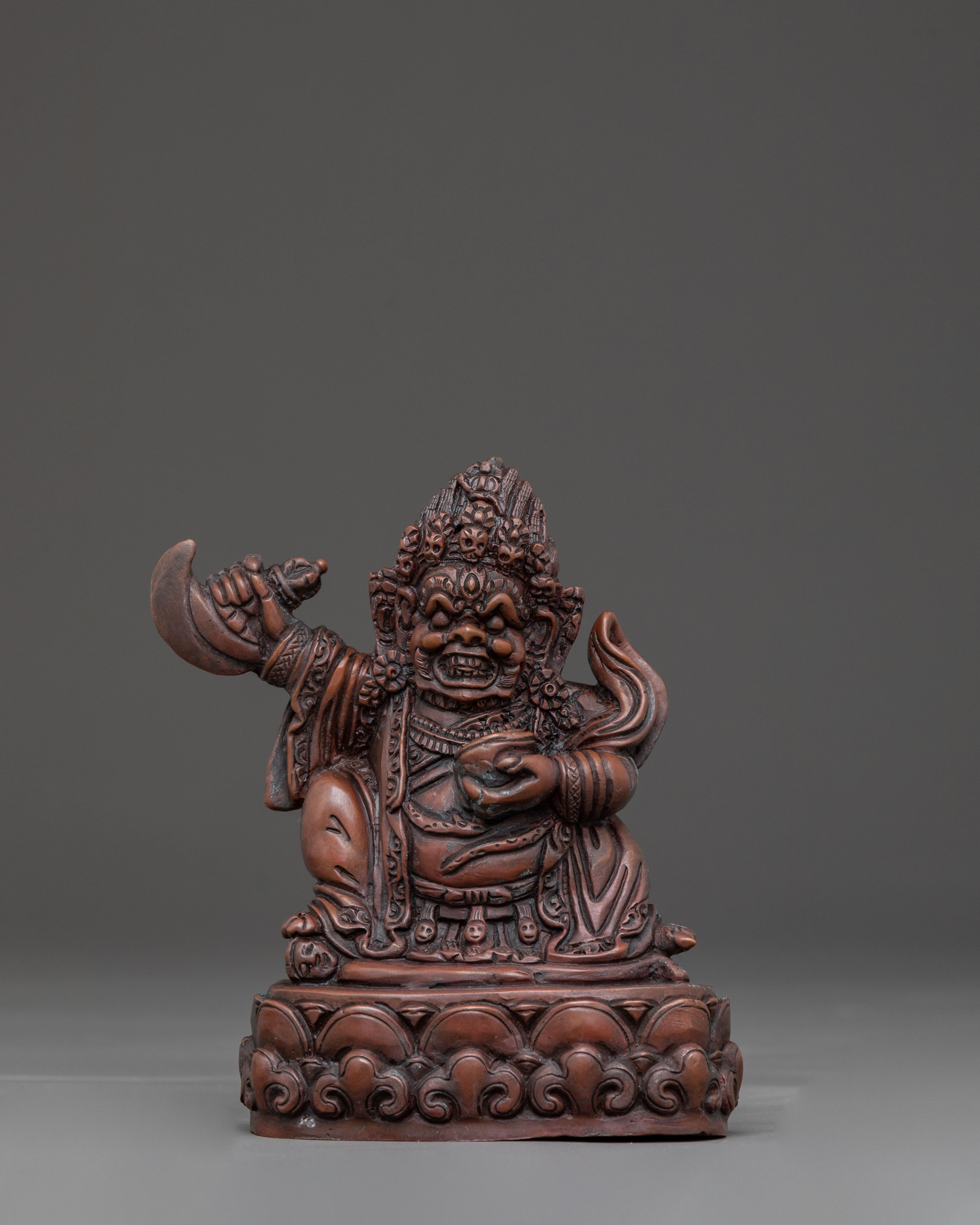 Mahakala Bernakchen Fierce Protector Statue | Oxidized Copper Masterpiece