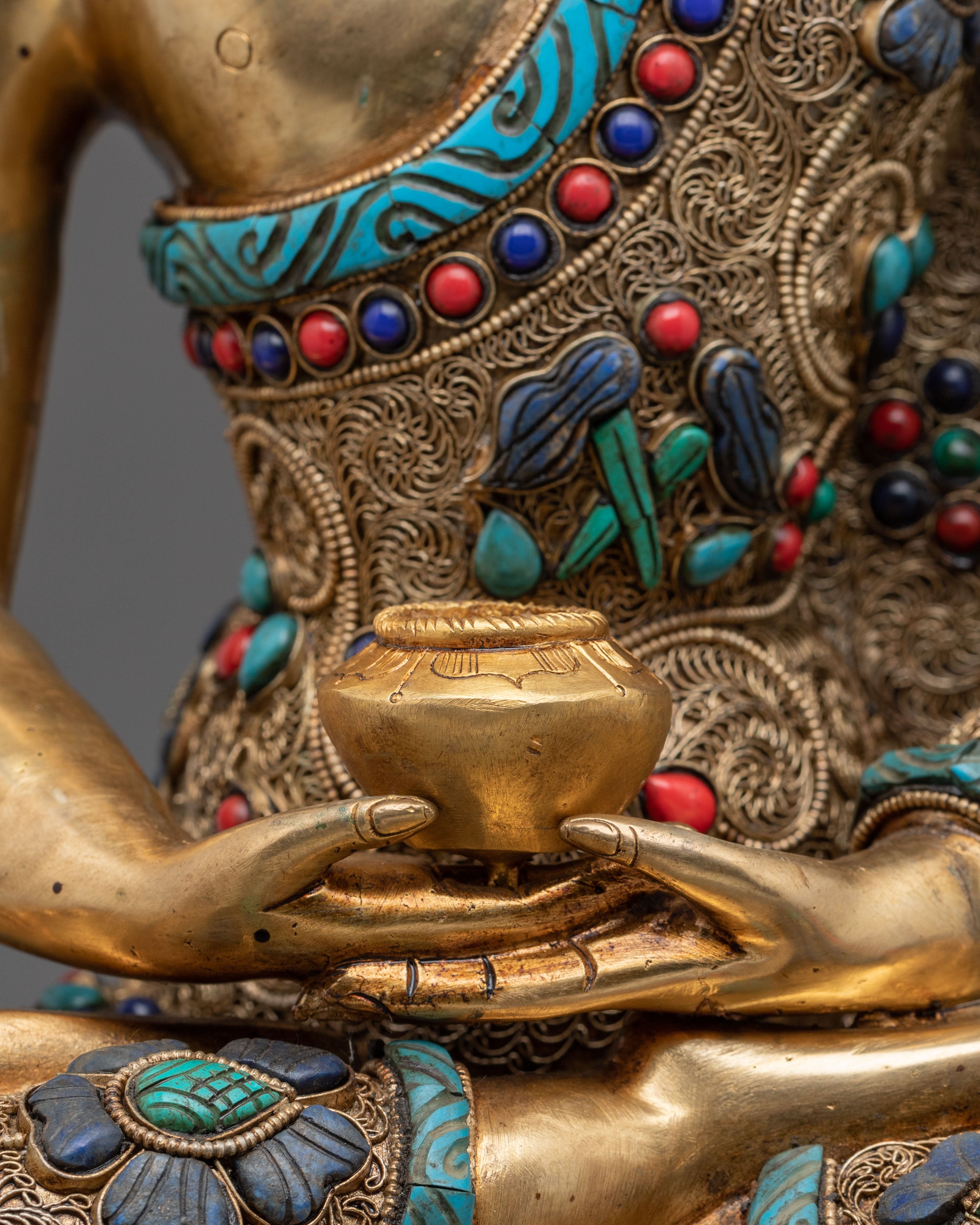 24K Gold Gilded Amitabha Buddha Mahayana Statue