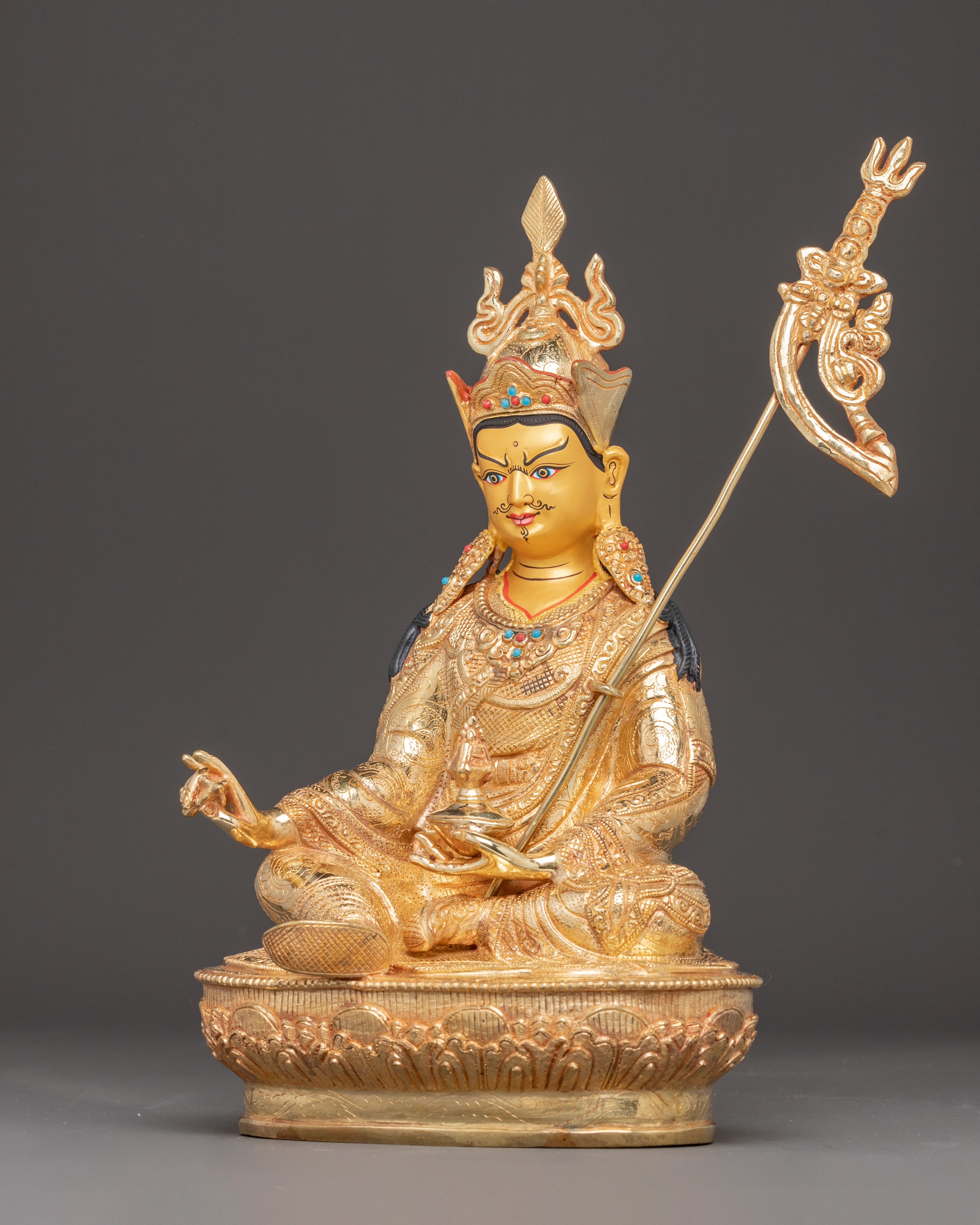 Golden Padmasambhava Handmade Statue | Guru Rinpoche Artwork
