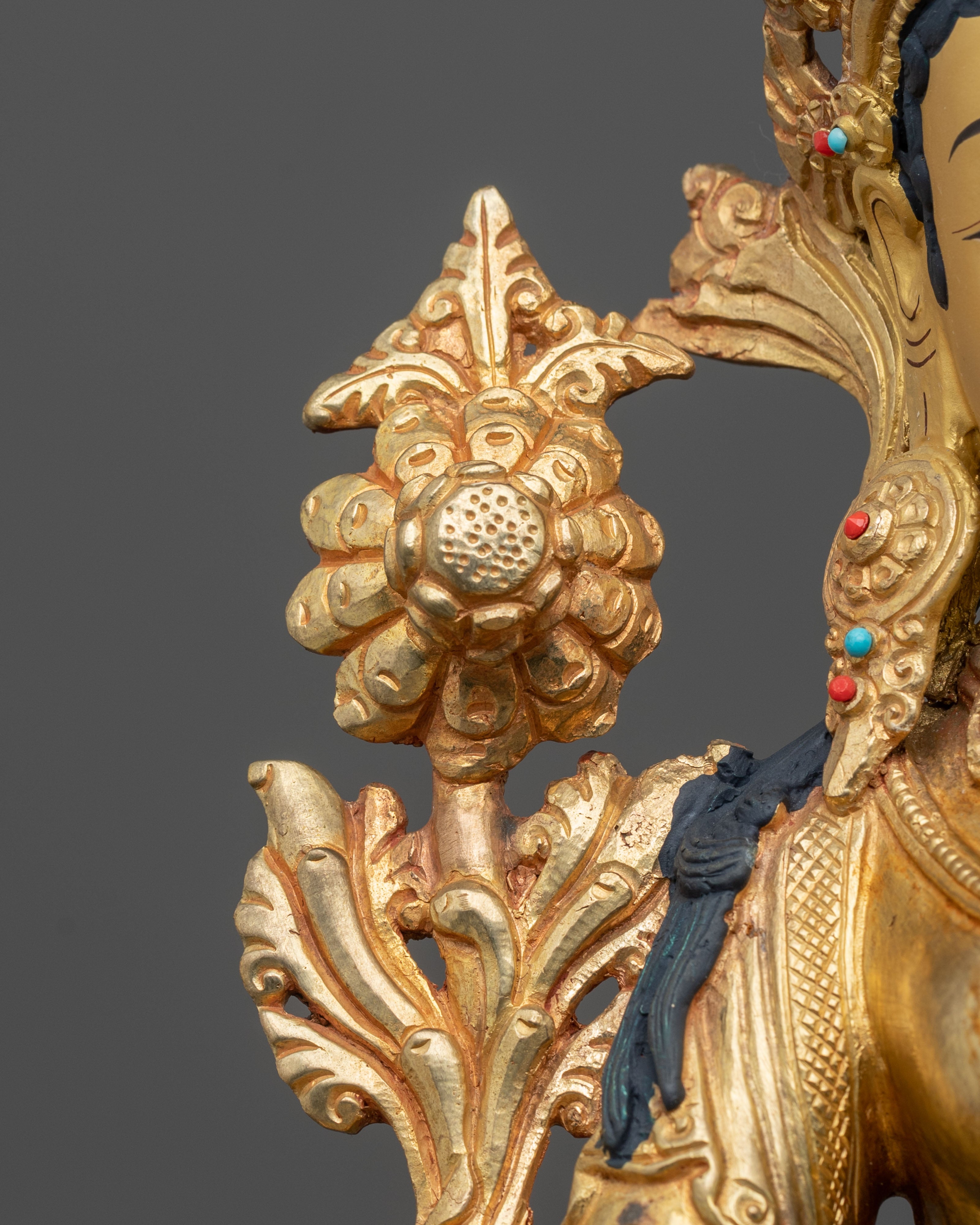 White Tara Statue Adorned with Gemstones