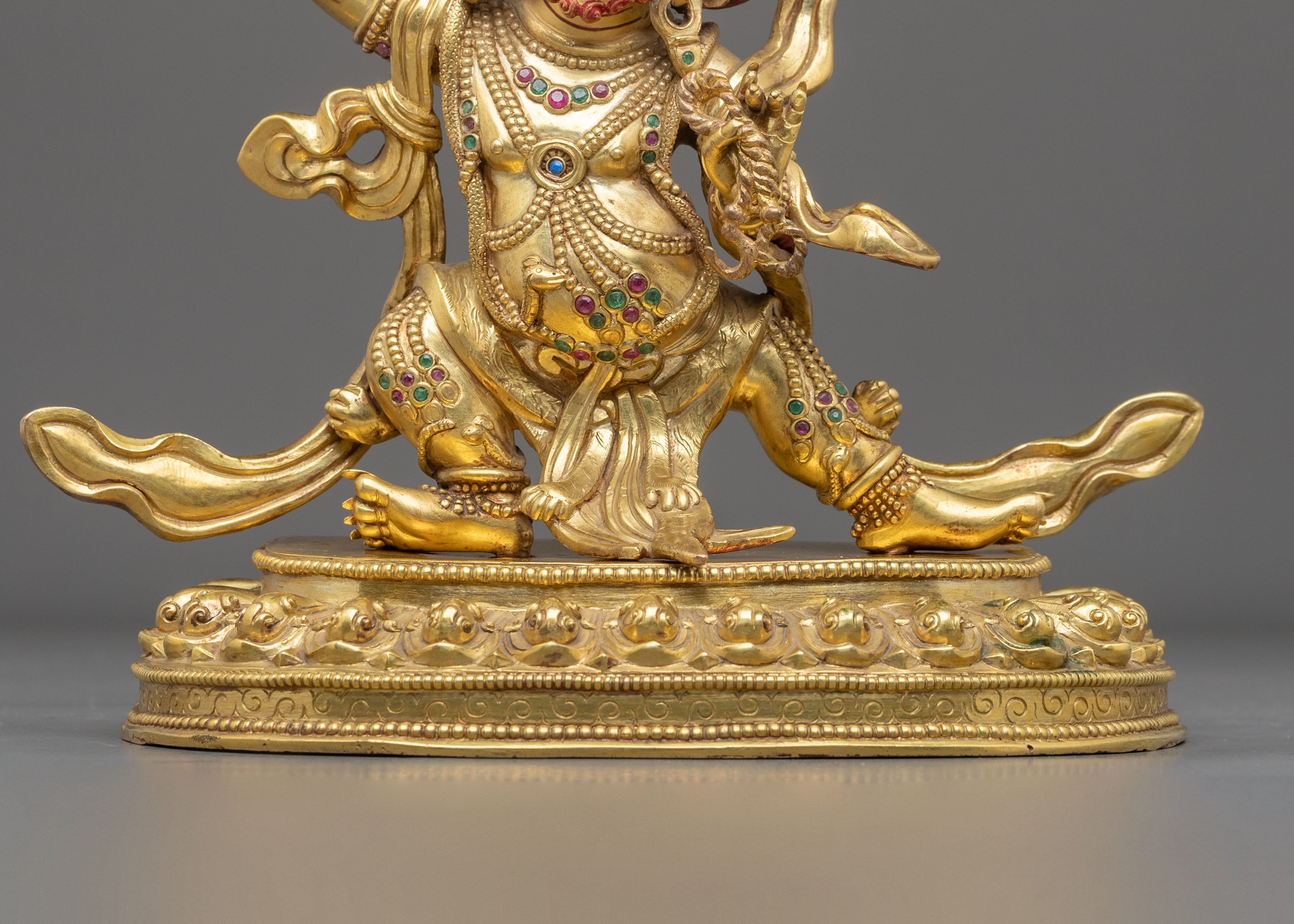 Vajrapani Fire Gold Gilded Figurine | Himalayan Meditation Altar Decor |