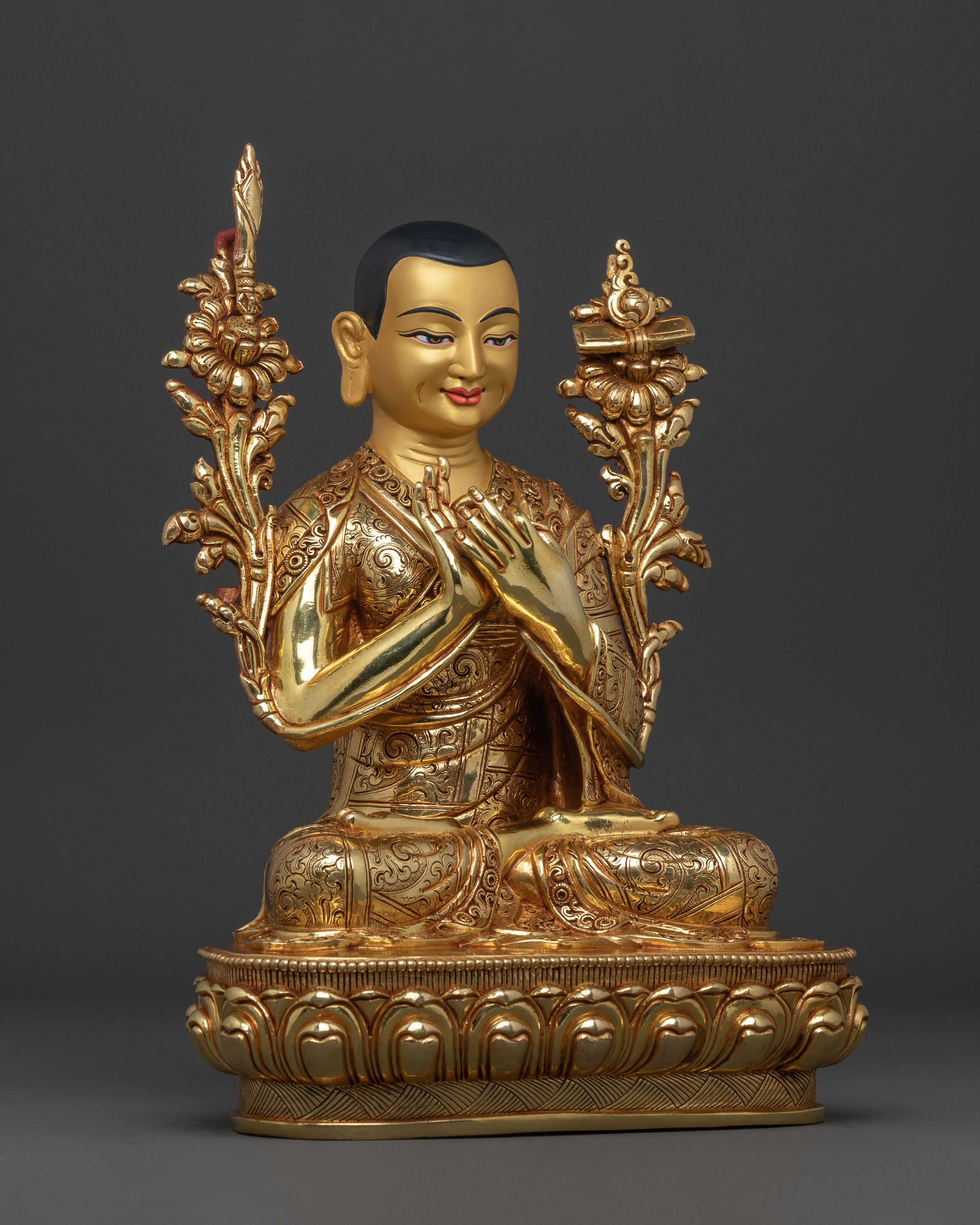 Buddhist Statue Set of Tsongkhapa with Disciples – Gilded Copper Masterpiece
