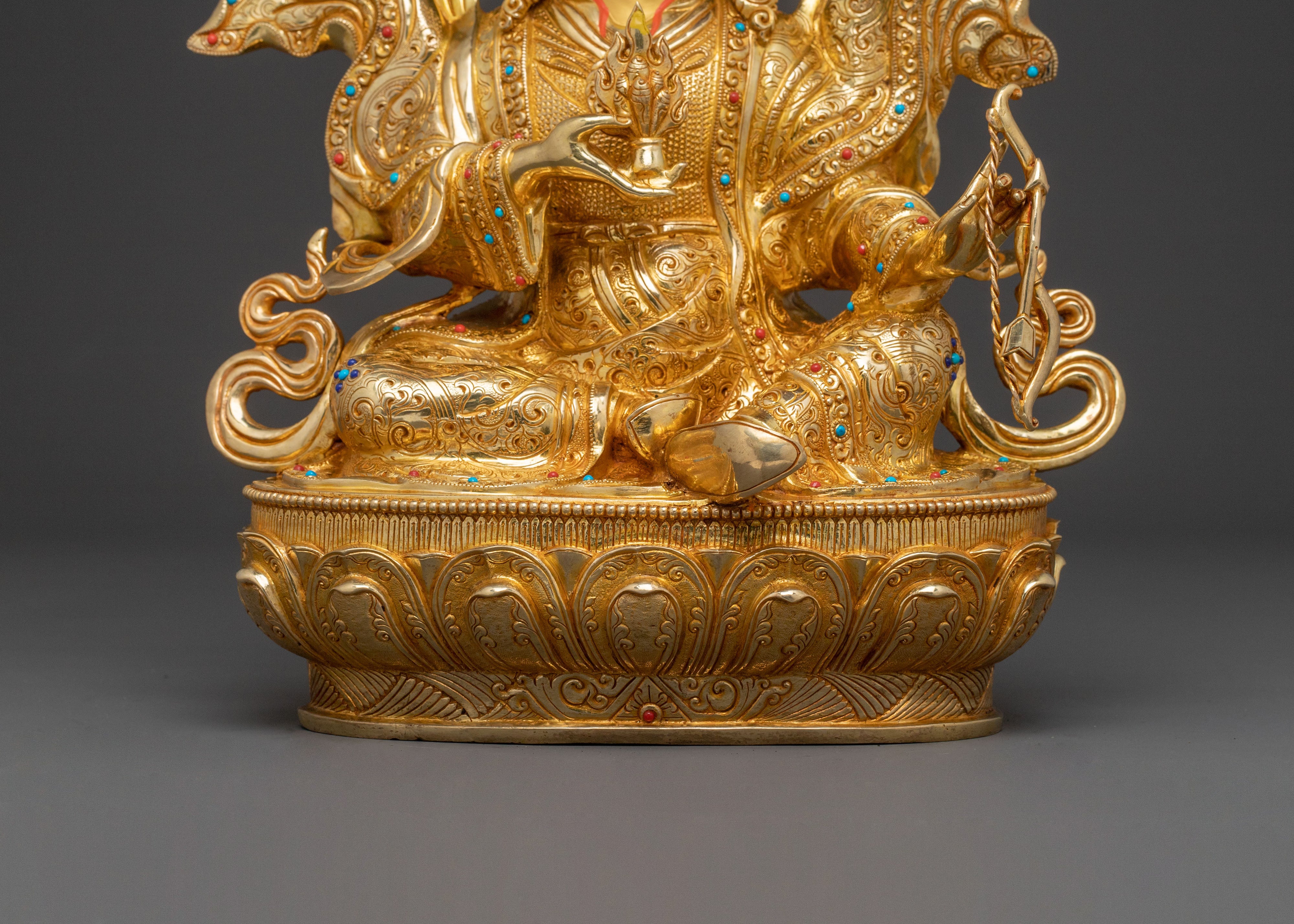 Wealth King Gesar Sculpture: 24K Gold Gilded