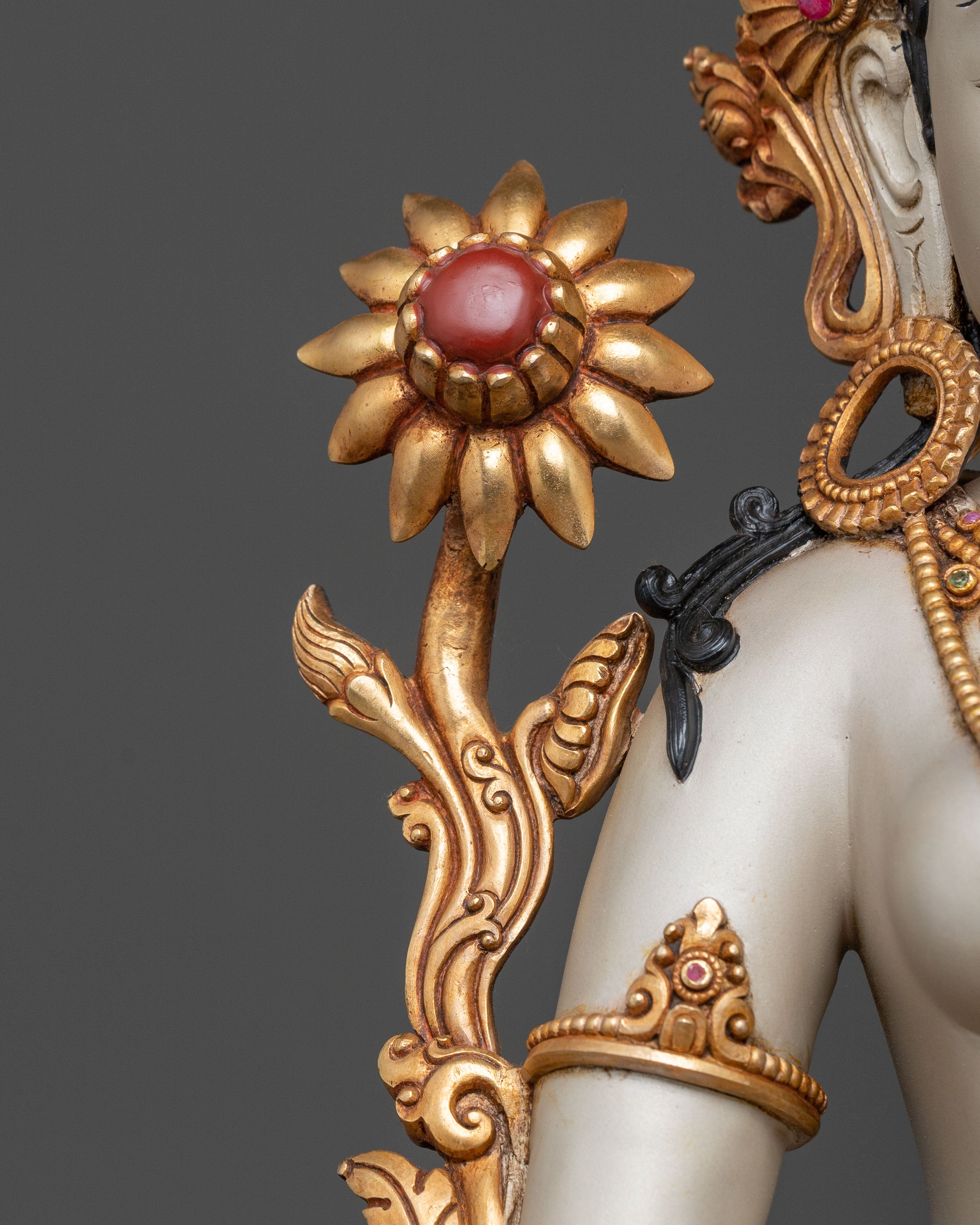 White Tara: Radiant 24K Gold Gilded Sculpture