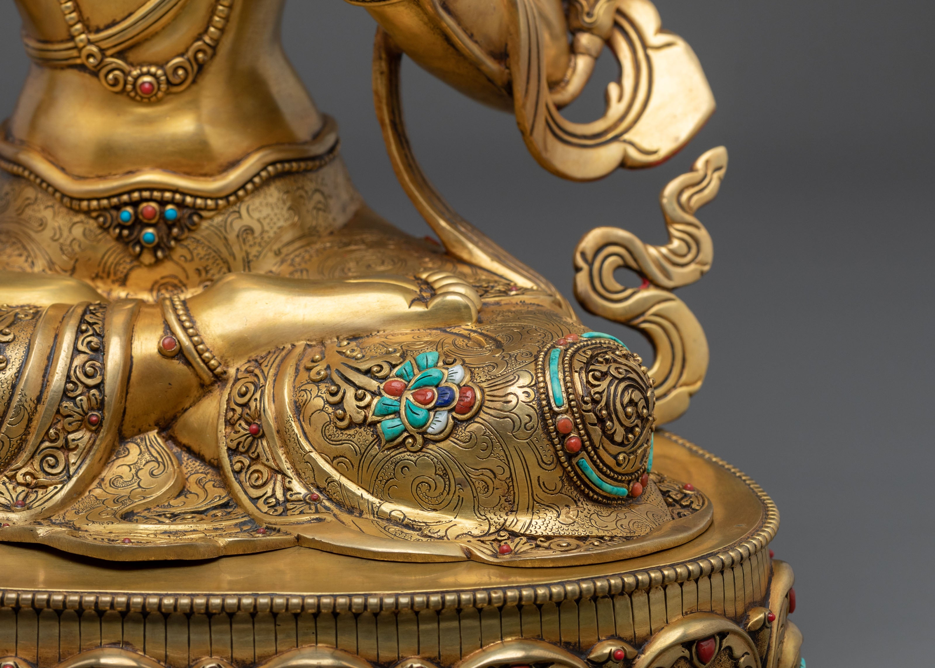 Manjushri Sacred Copper Statue | 24K Gold Gilded Wisdom Bodhisattva Sculpture