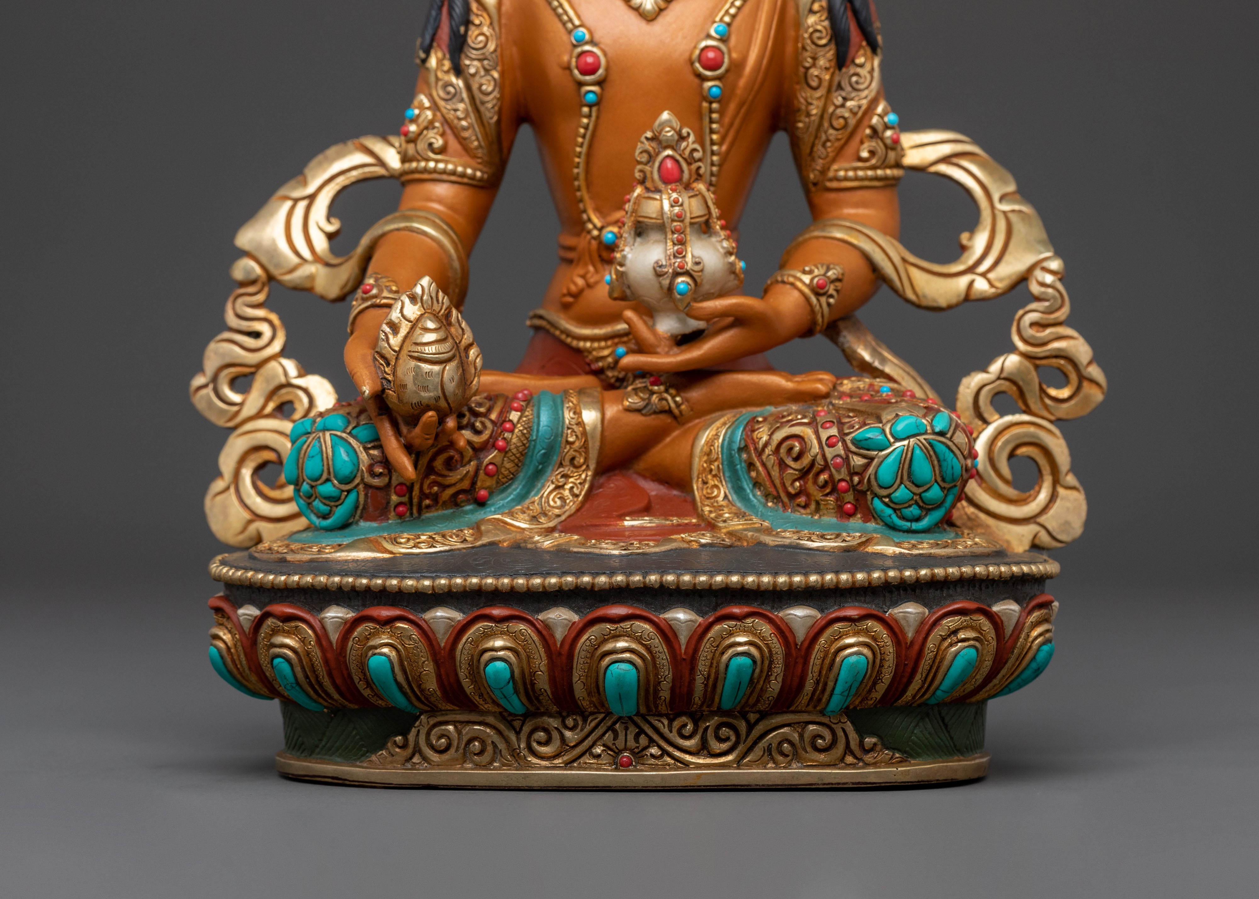 Kshitigarbha Traditional Sculpture | Gold Gilded Buddhist Art