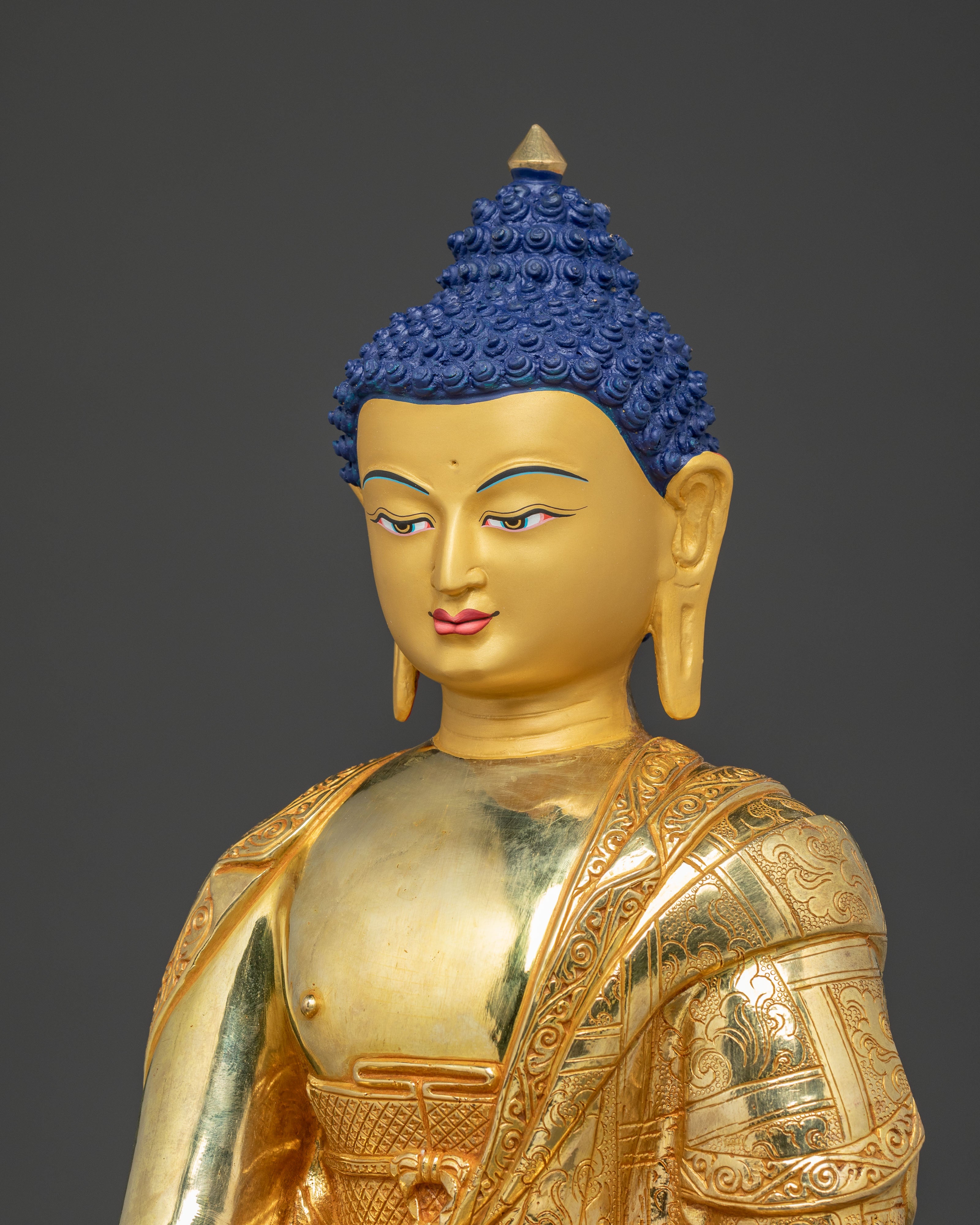 Handcrafted Golden Statue of Buddha Shakyamuni | Buddhist Spiritual Sculpture