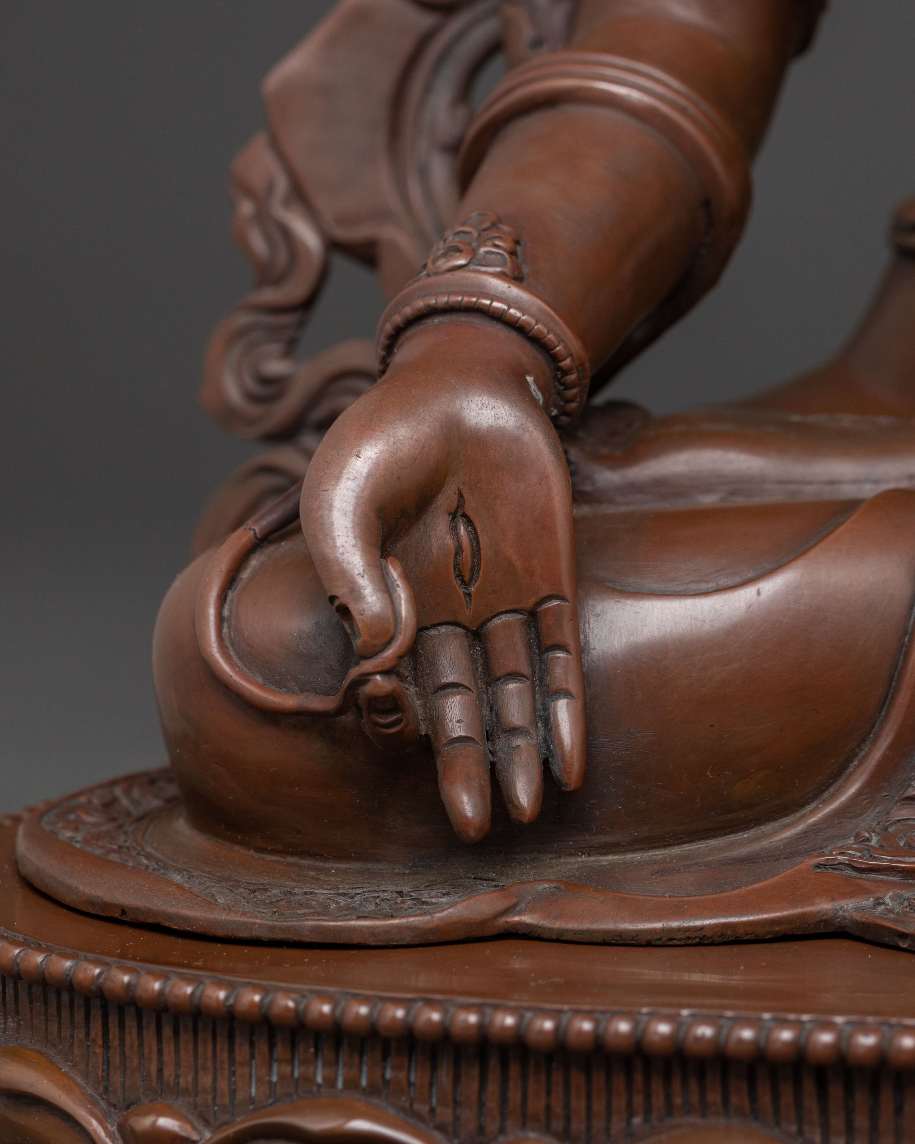 Handcrafted Copper Statue of White Tara: Serene Oxidized Finish