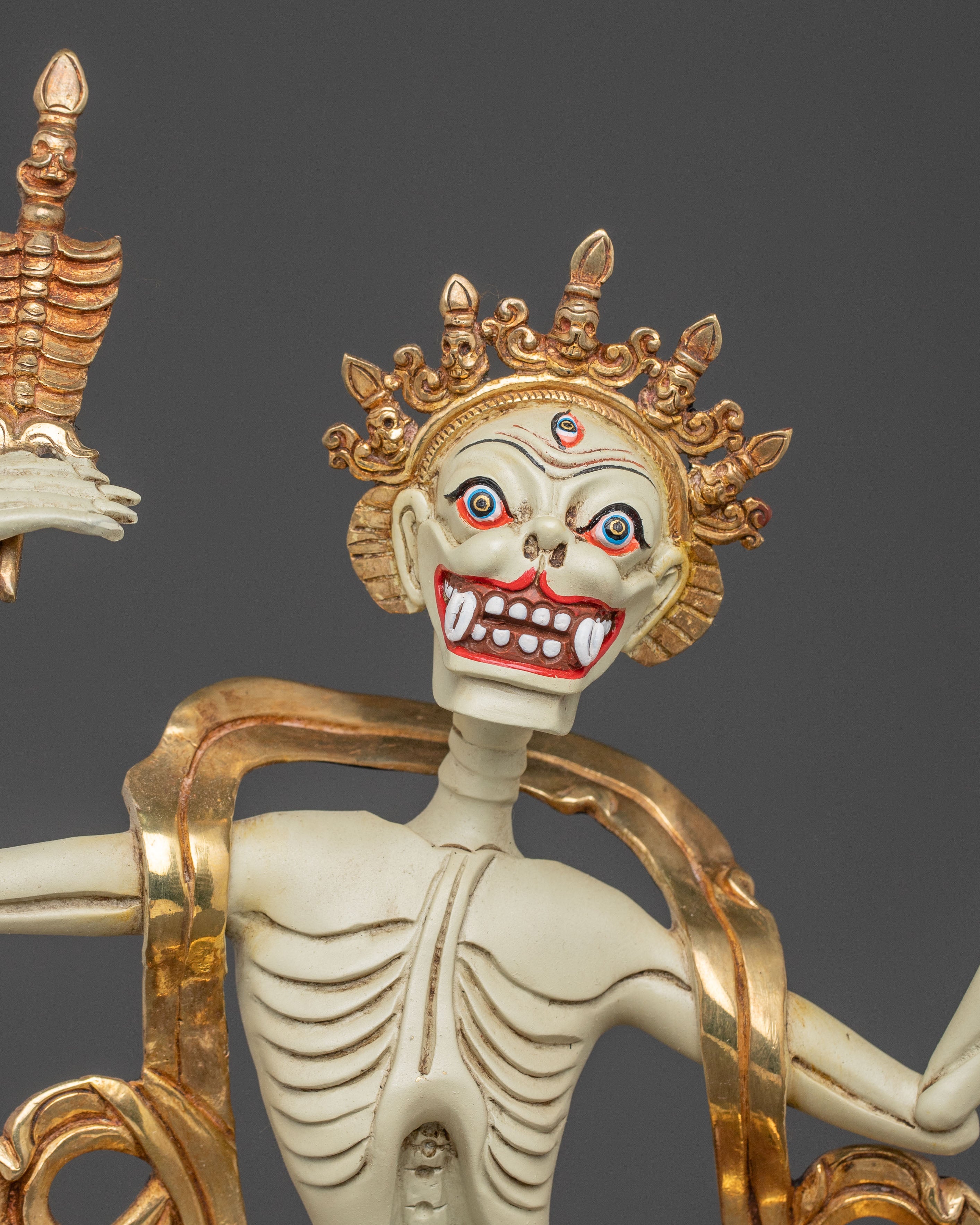 Copper Chitipati Statue - Hand-Gilded Masterpiece