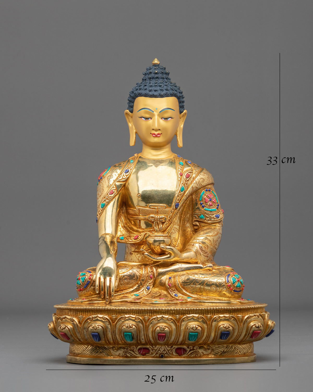Handmade Three Buddhas Copper Statue Set | 24K Gold Gilded