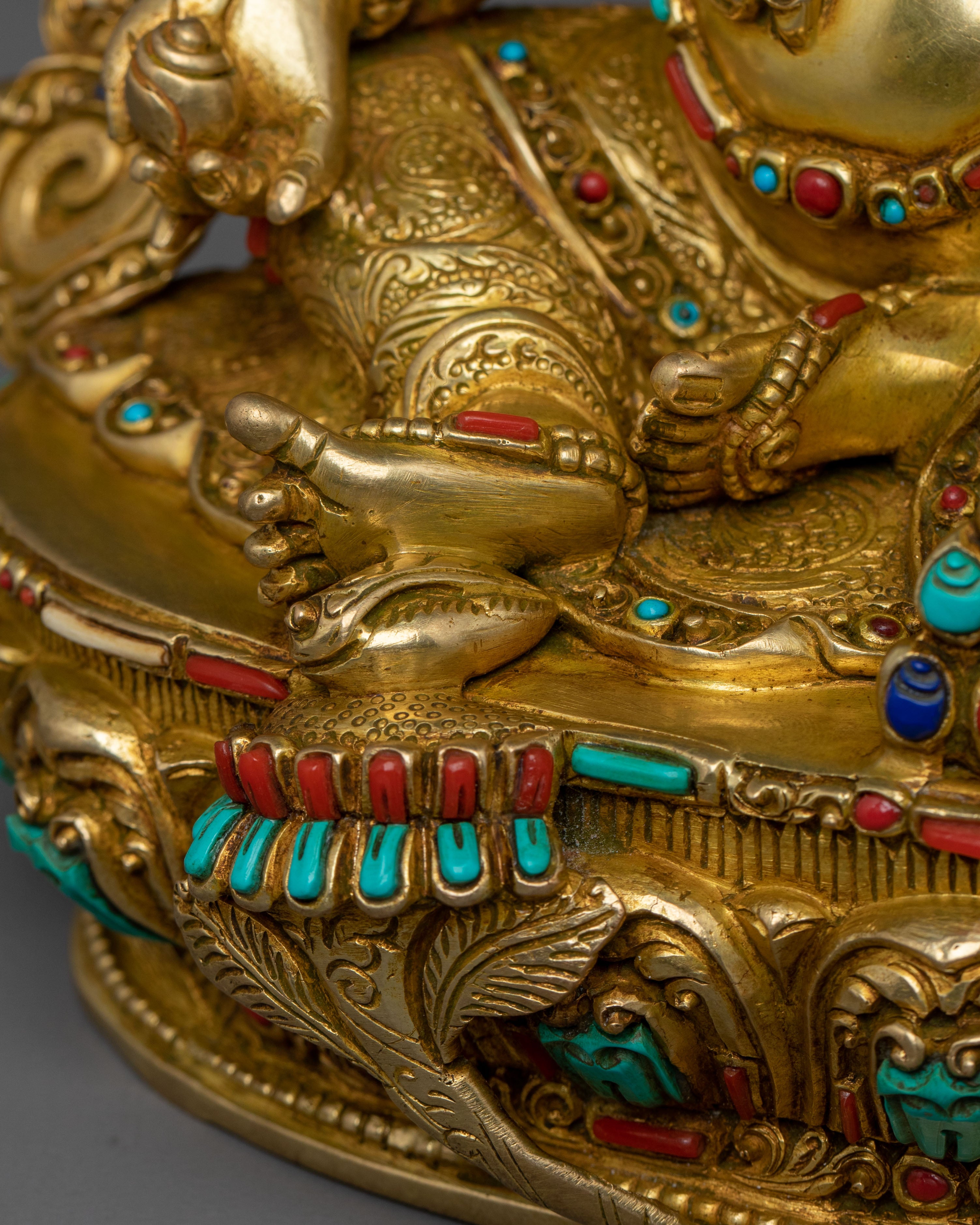 Golden Dzambhala Statue | Himalayan Sacred Figurine