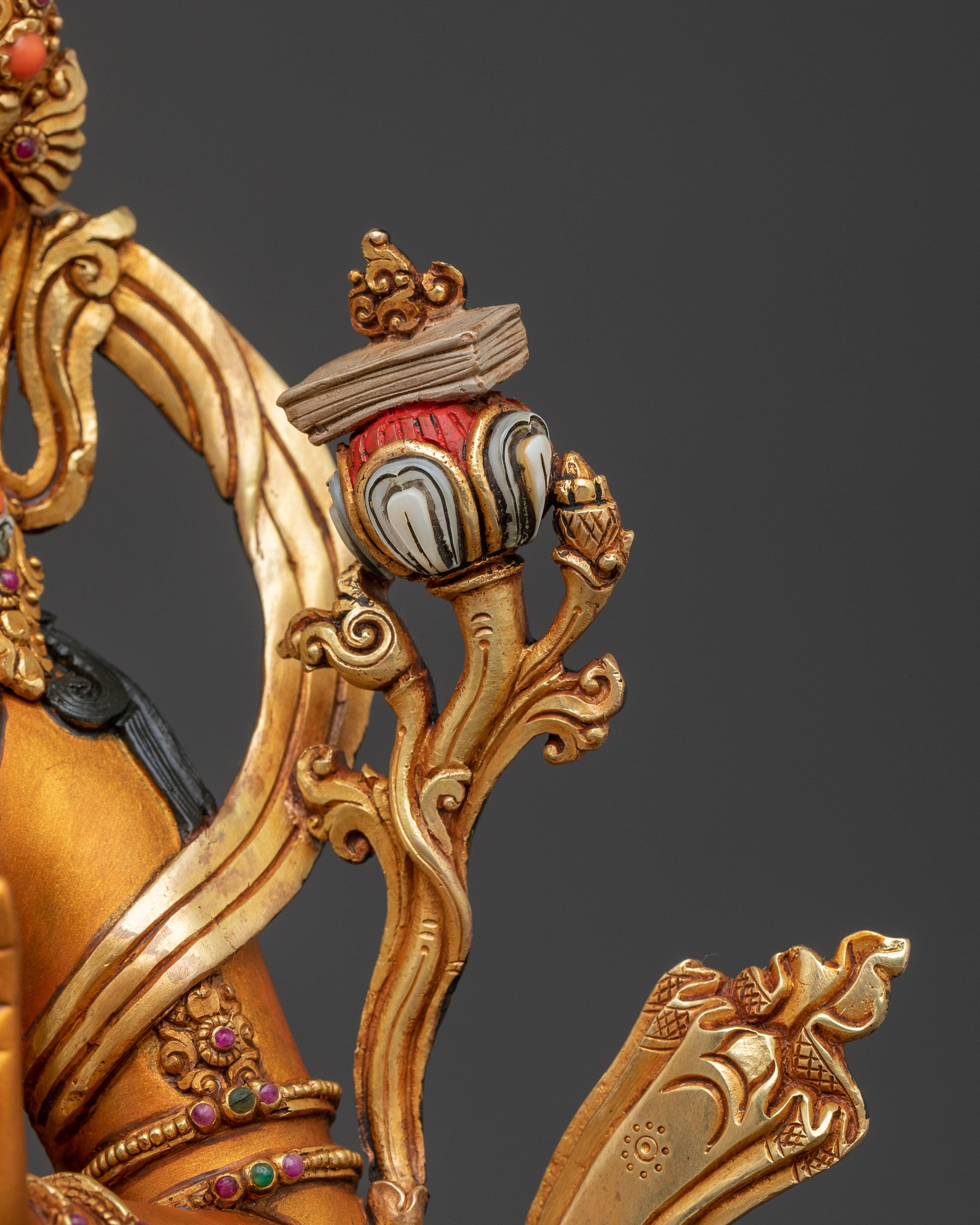 Golden Manjushri Statue: Flame of Wisdom