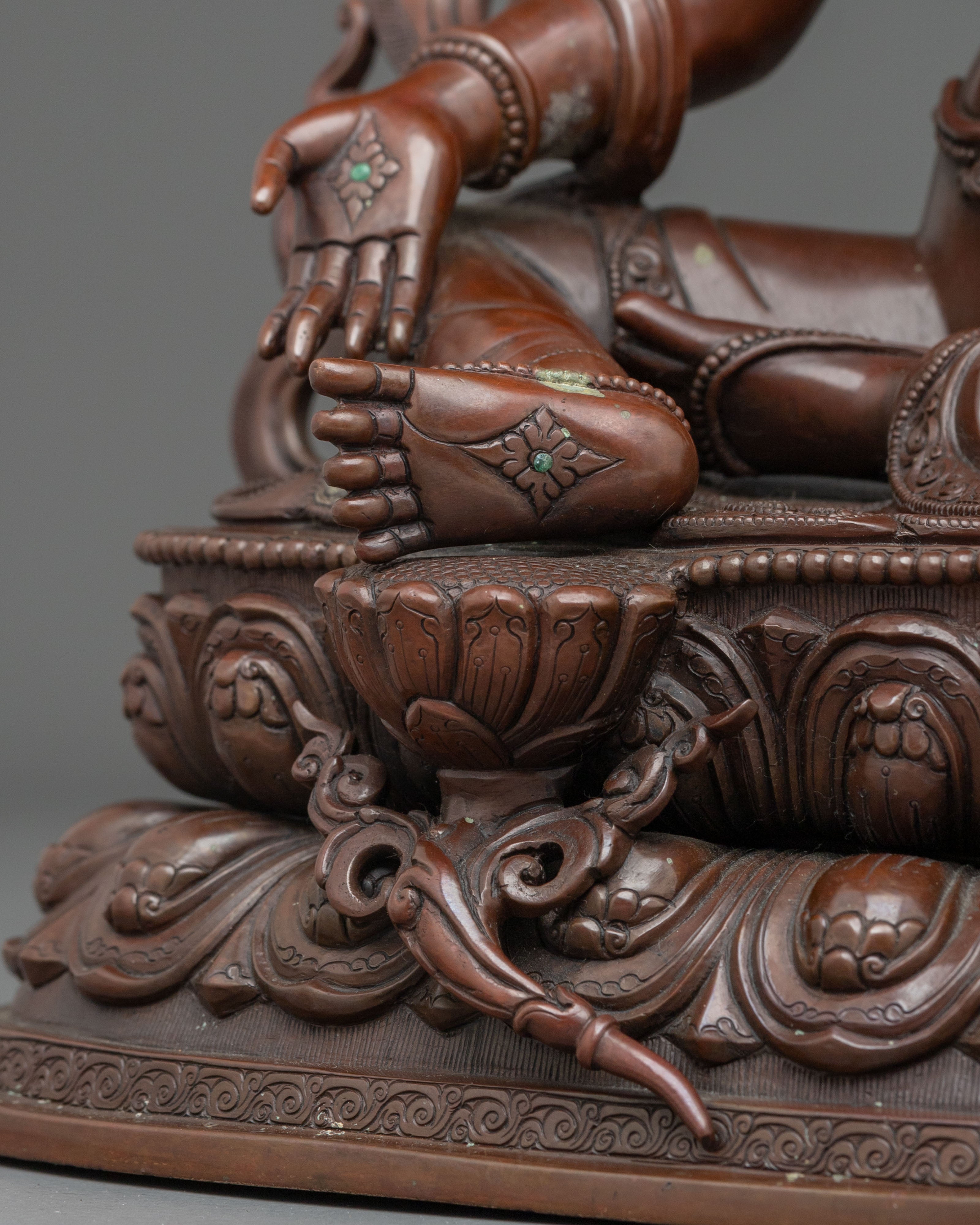 Bodhisattva Sacred Figurine | Oxidized Copper Statue