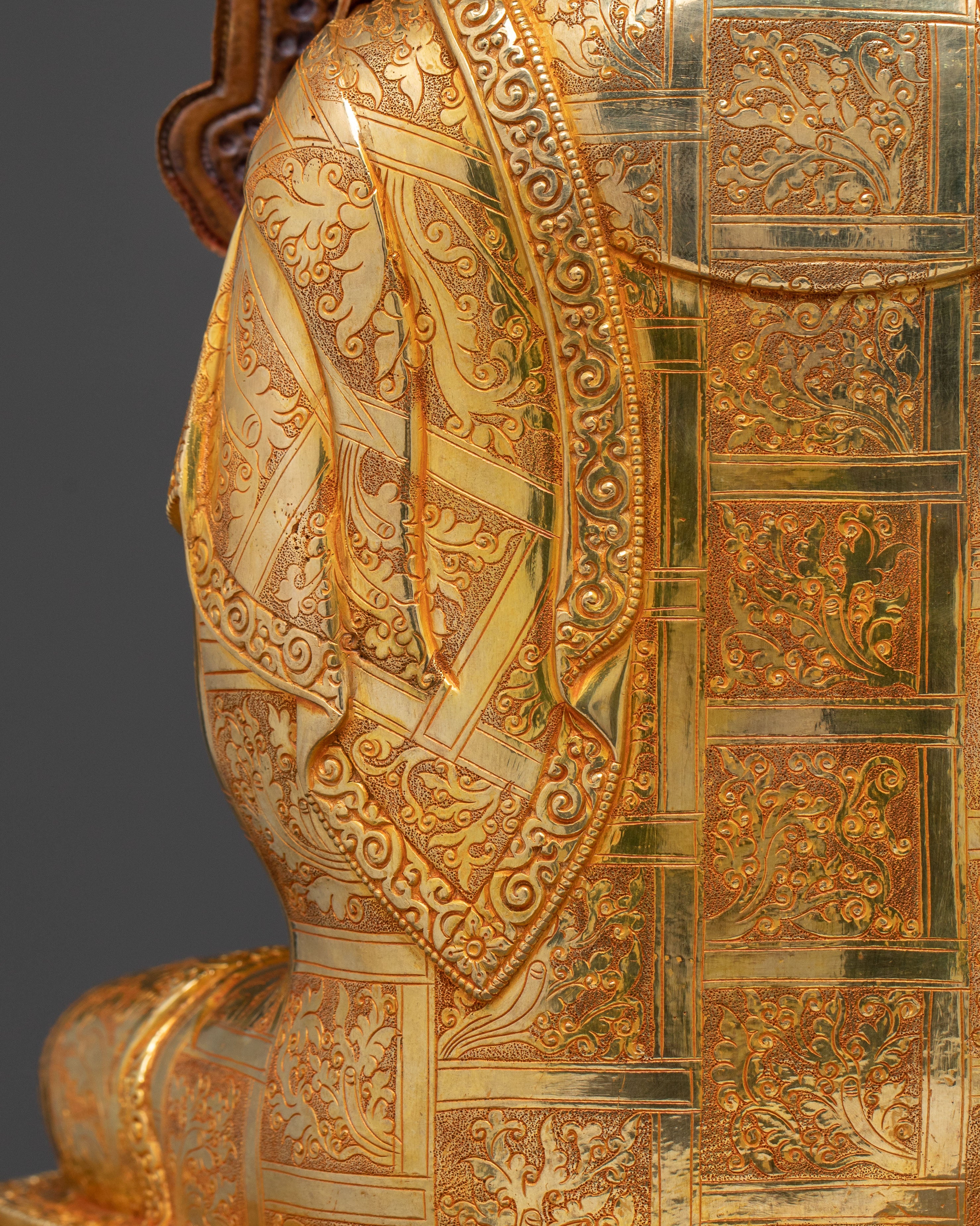 Crown Shakyamuni Buddha Statue - 24K Gold Gilded Art