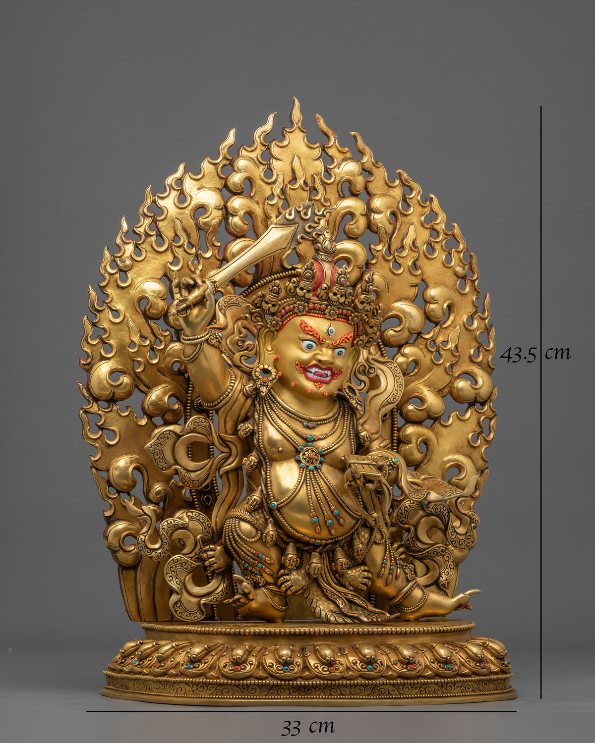 Black Manjushri Copper Figurine – 24K Gold Gilded Premium Artistry