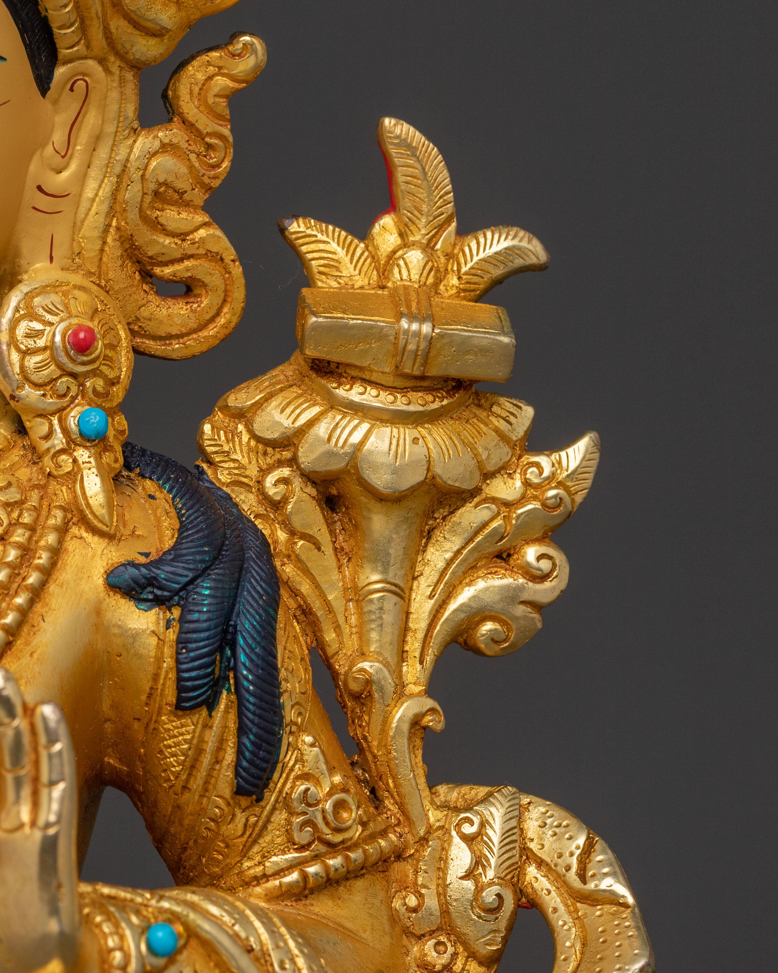 Manjushri Statue Protector of Knowledge | 24k Gold-Glided Sculpture