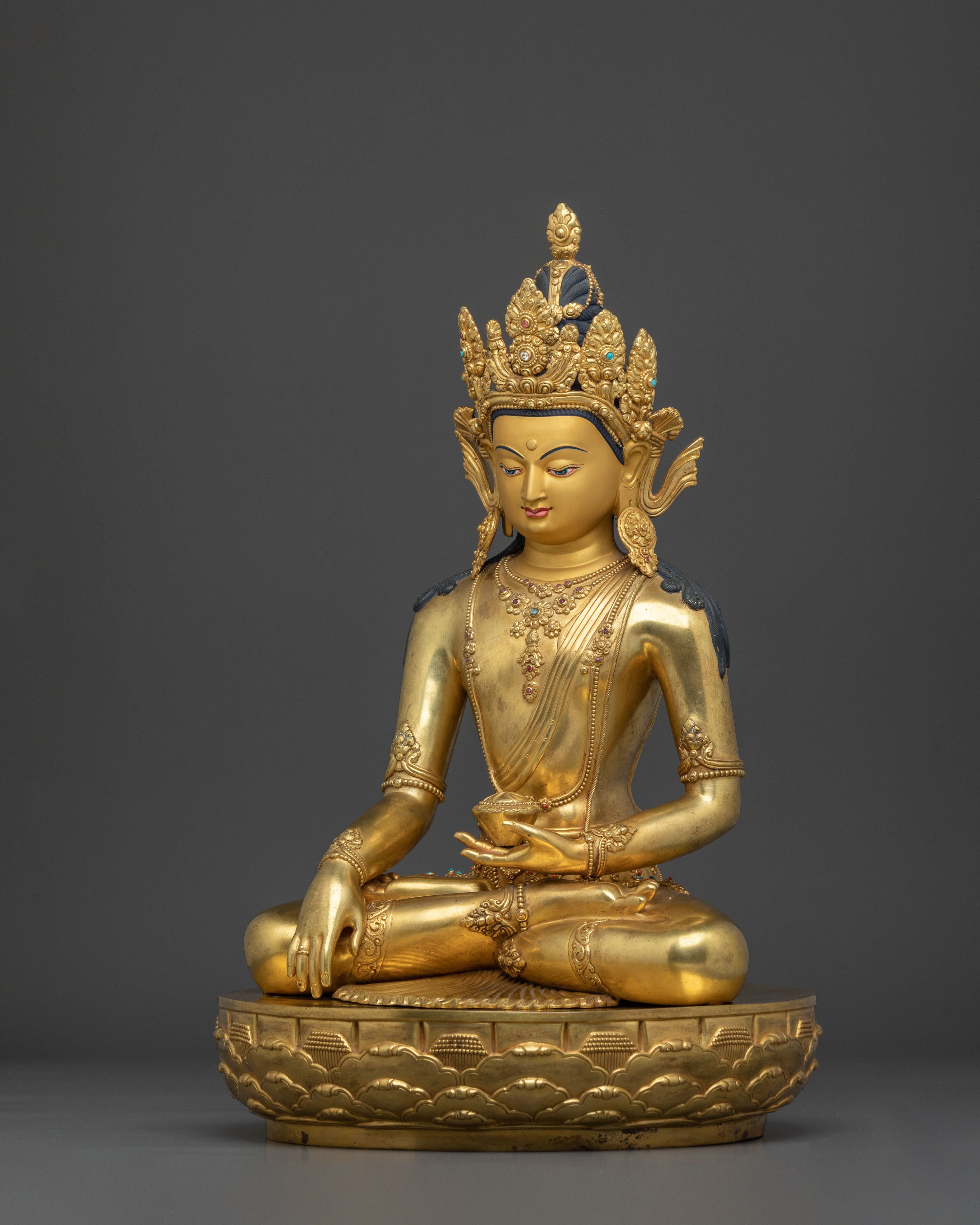 Traditional Himalayan Crown Shakyamuni Buddha Figure