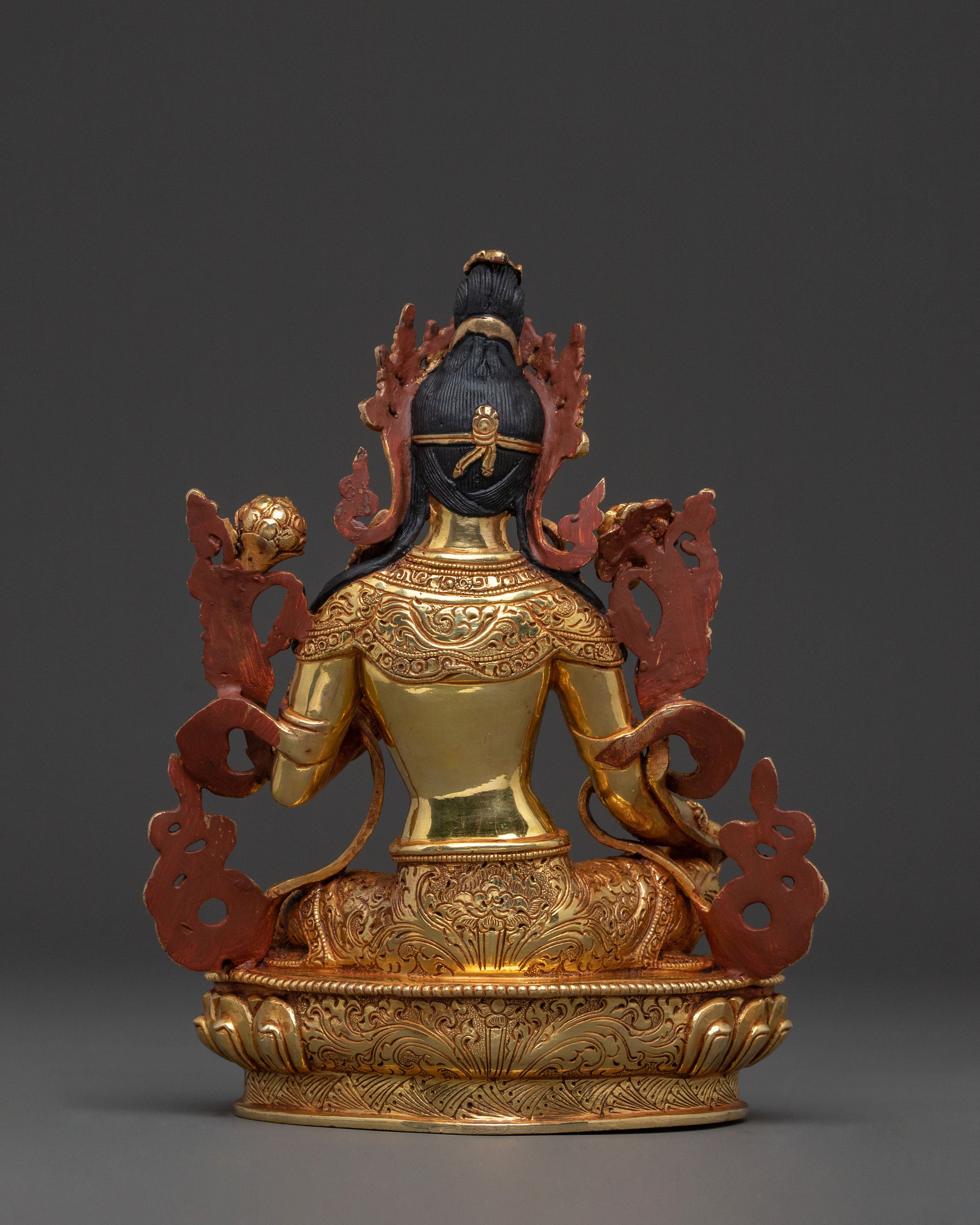 Green Tara Fearless Guardian Statue - 24K Gold Gilded