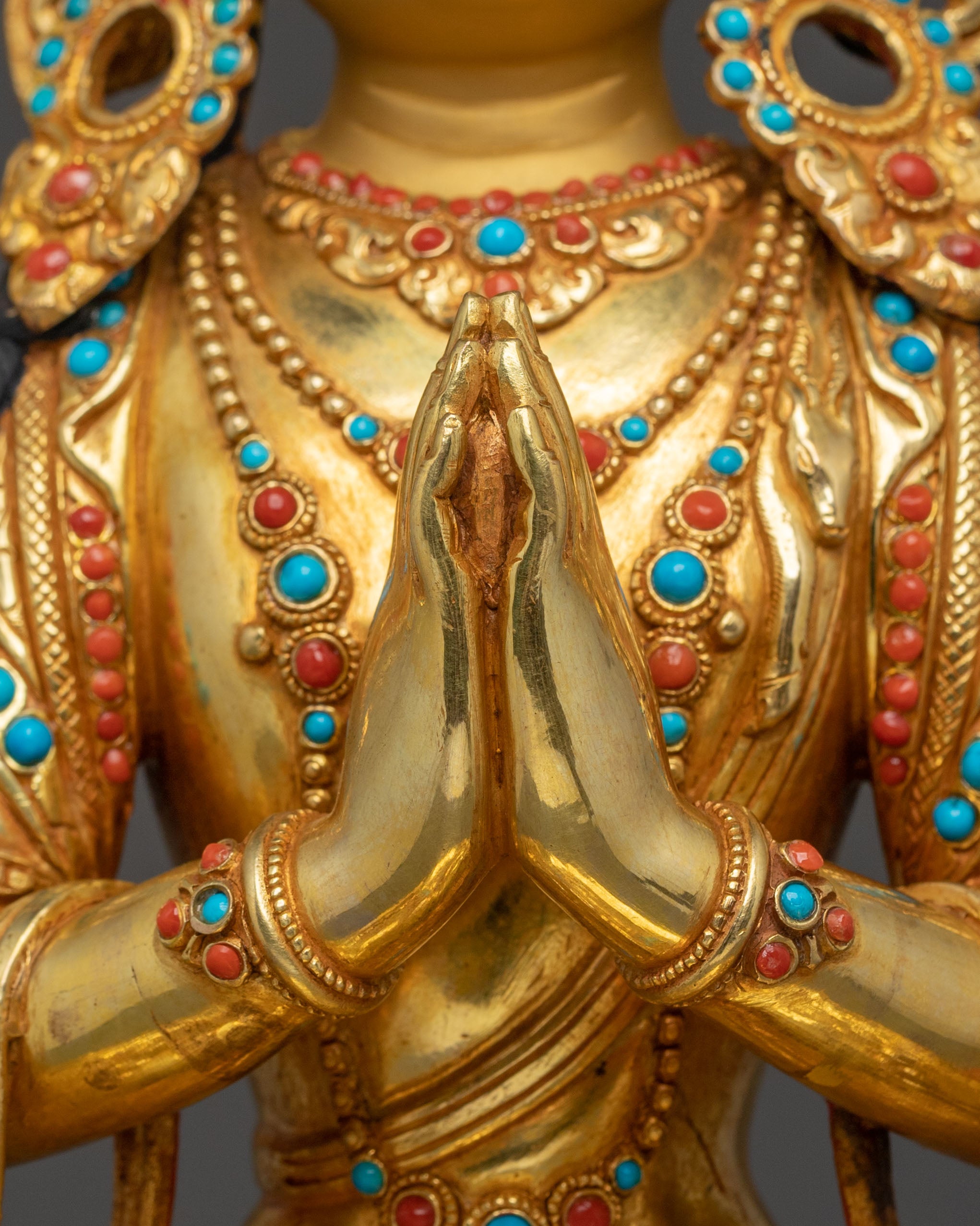 Chenrezig Sculpture | 24K Gold Gilded Bodhisattva