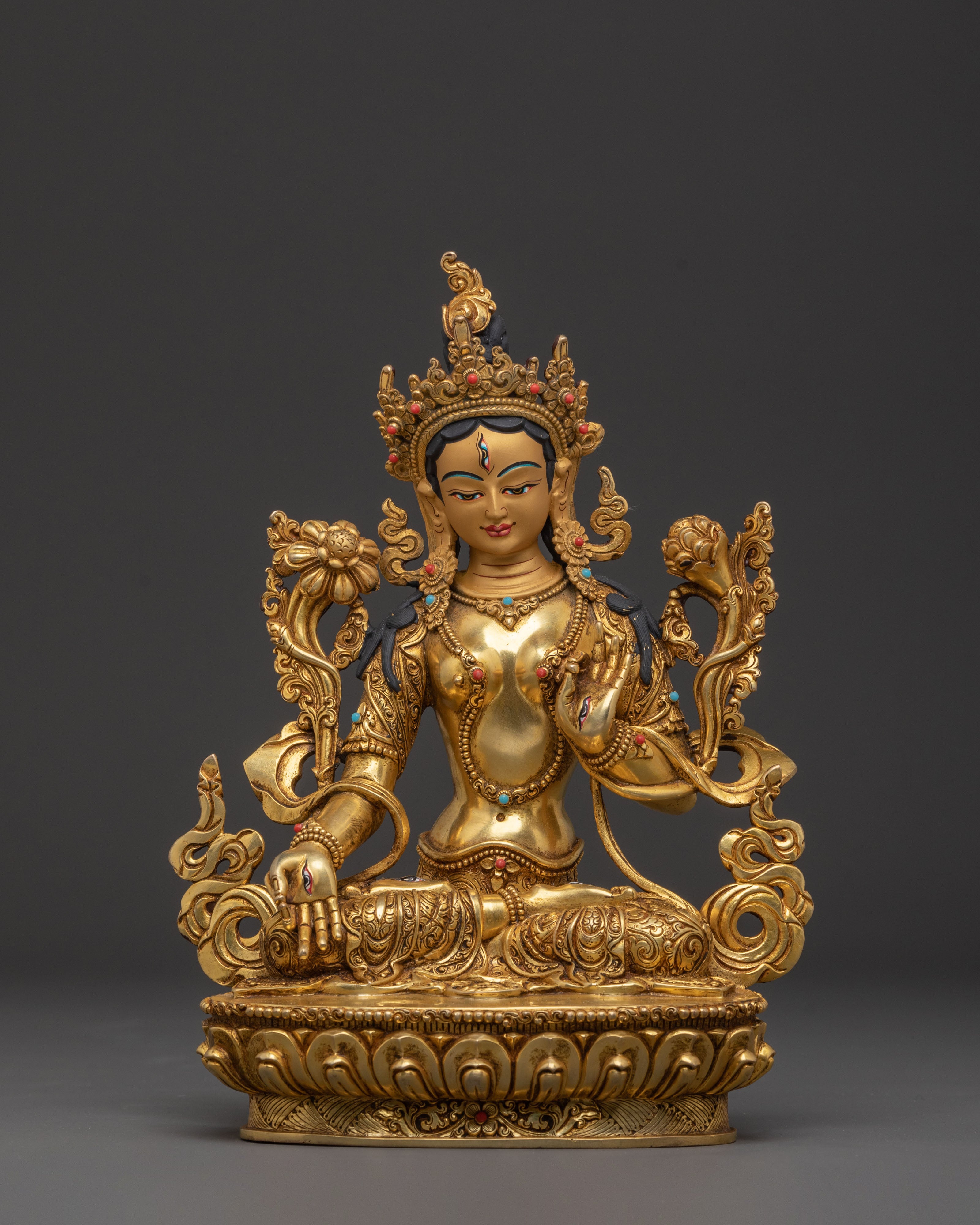 24K Gold Gilded Six Bodhisattva Spiritual Statue Set