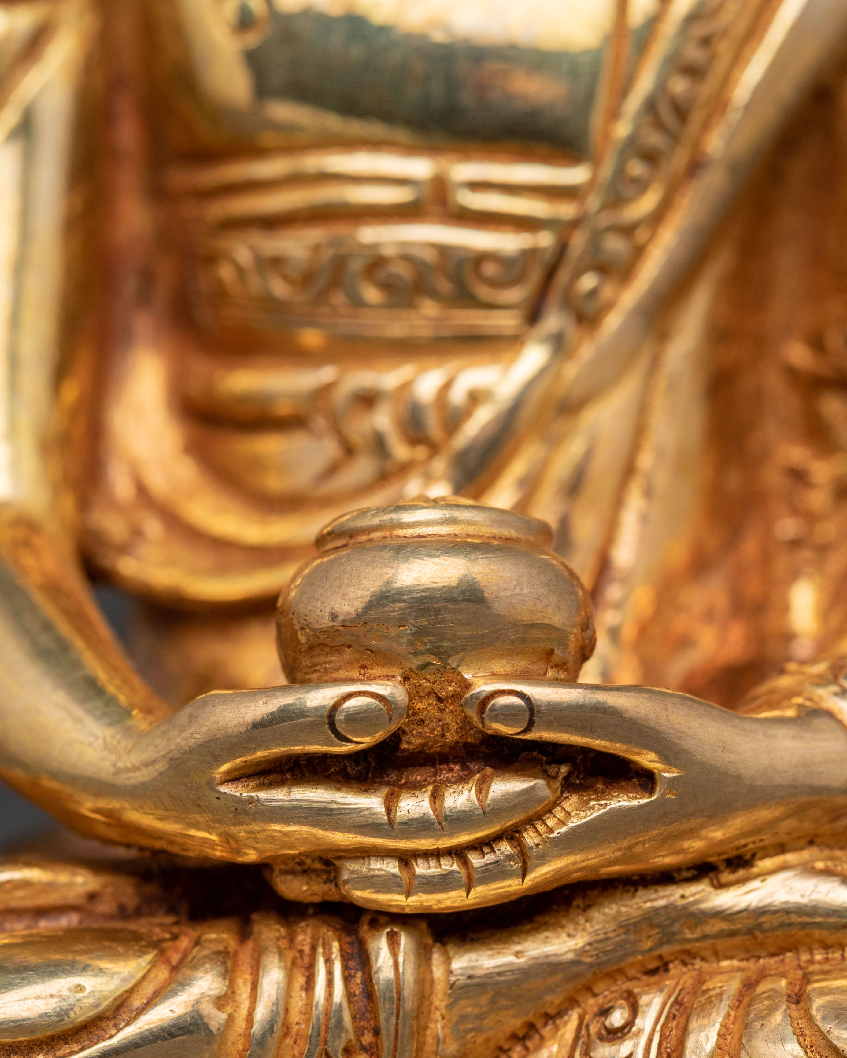 Tibetan Statue of Amitabha Buddha - Handcrafted 24K Gold Gilded