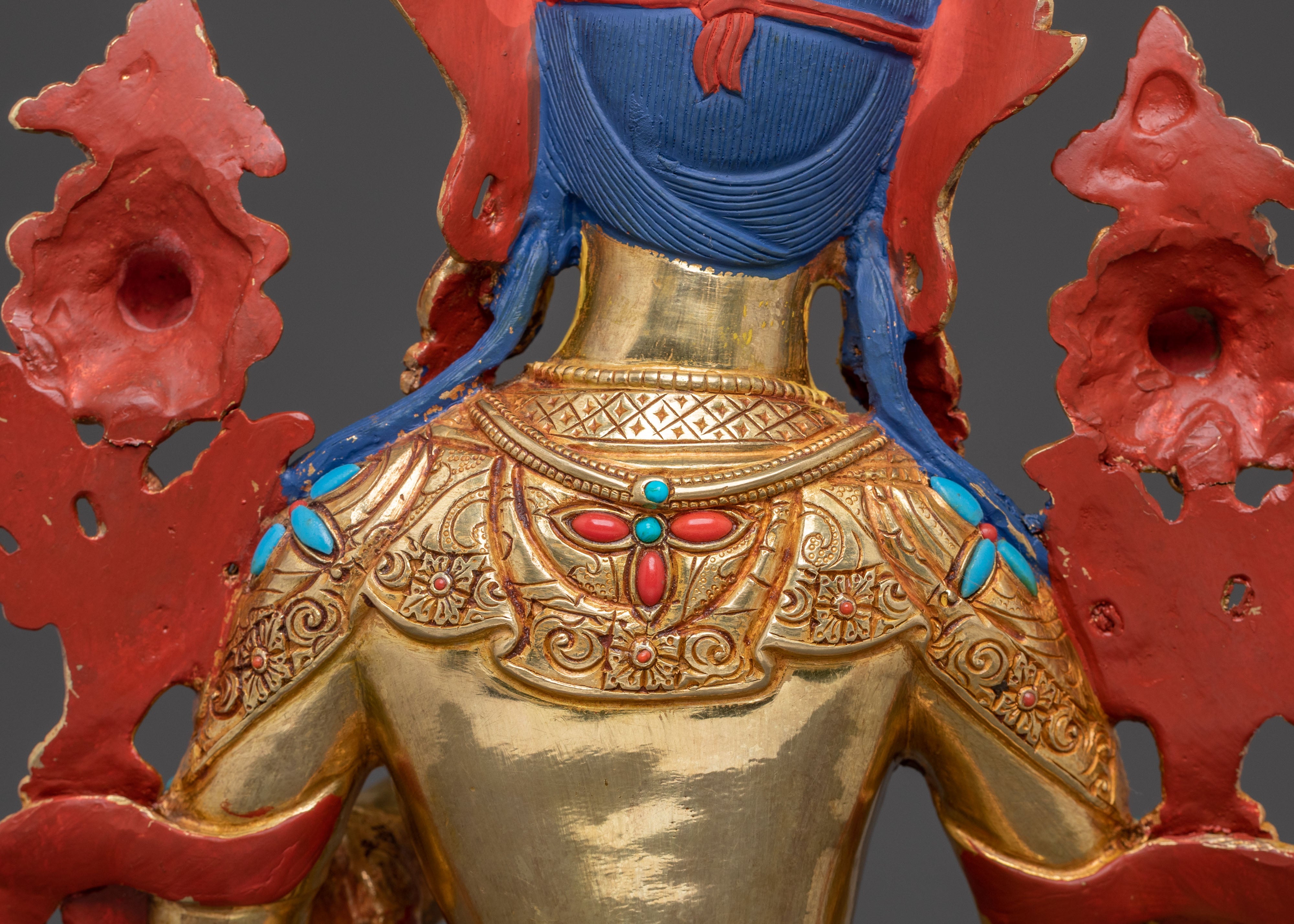 24k Gold Gilded Copper Green Tara Sculpture – Exquisite Himalayan Artistry