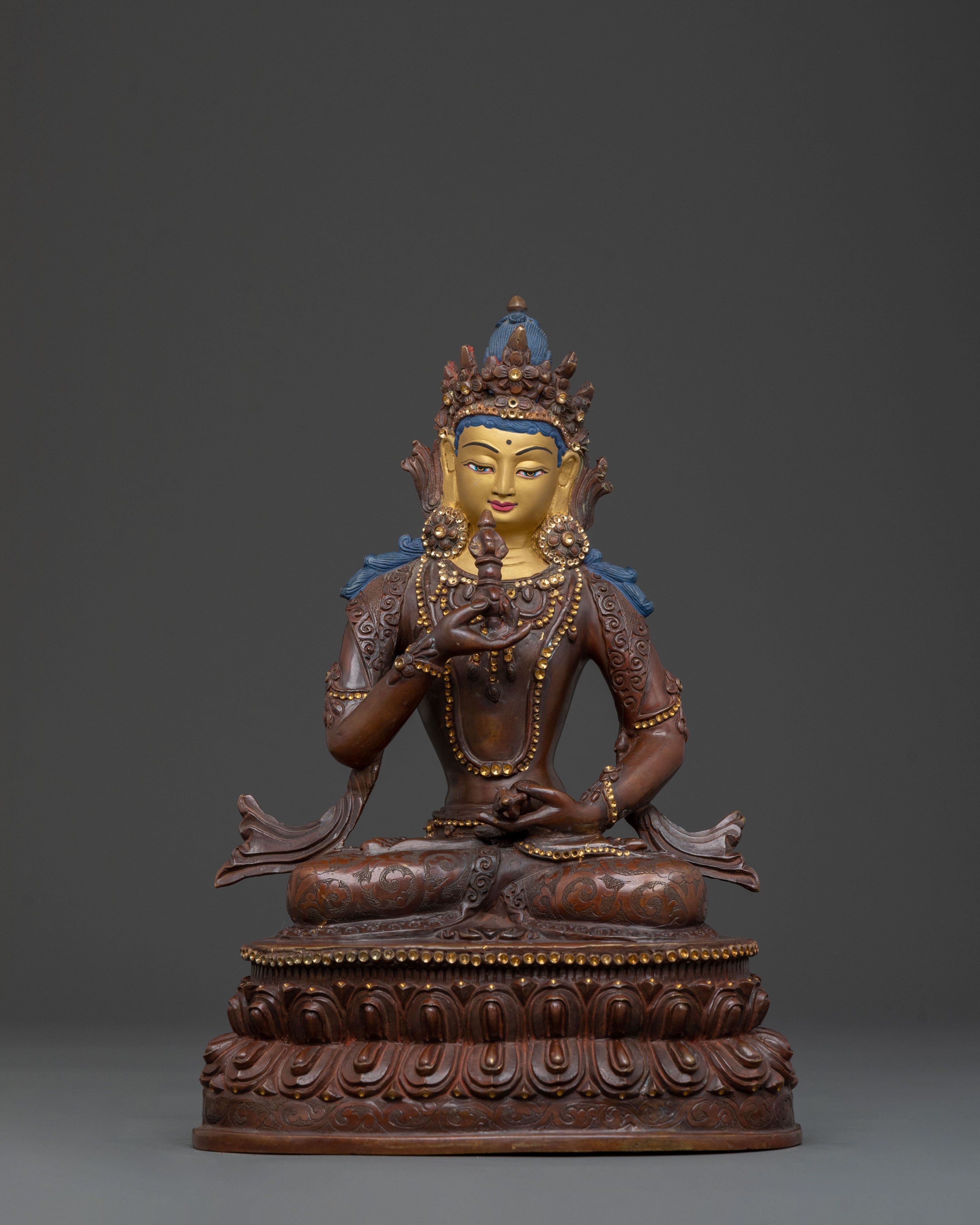 Vajrasattva Handcrafted Golden Statue: Buddha of Purification