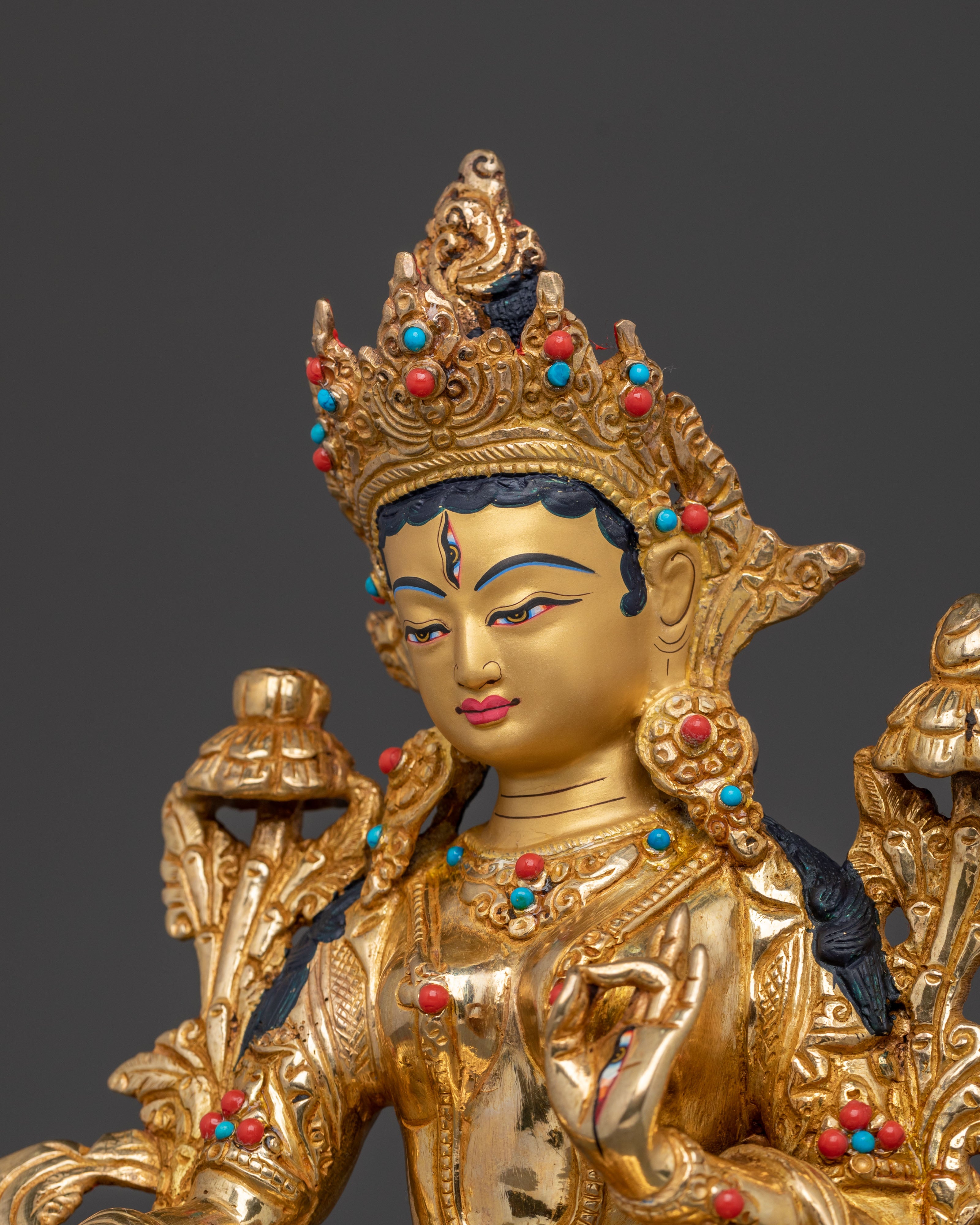 White Tara Statue | Handcrafted Golden Serenity