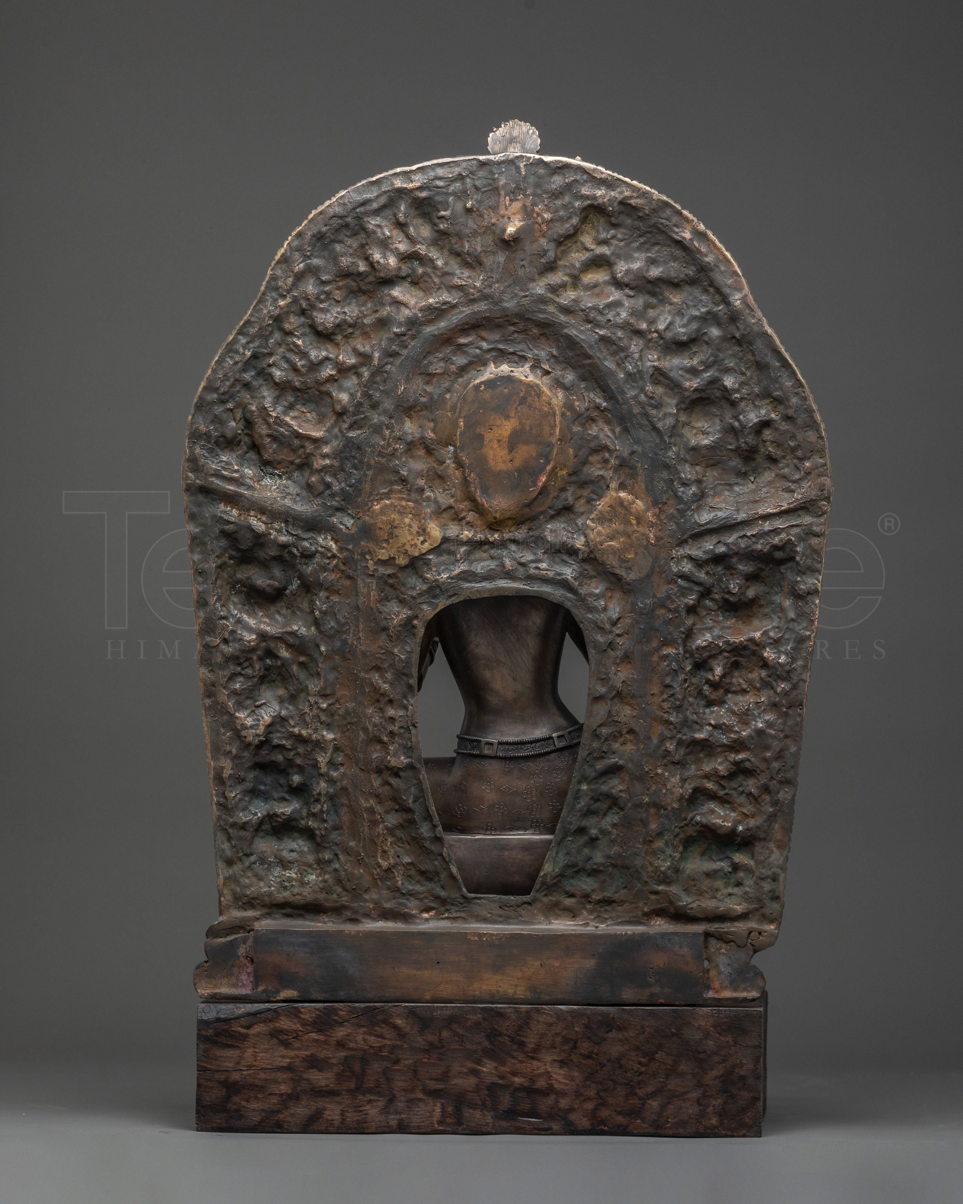 Green Tara Statue | Bronze Figure with Wooden Base