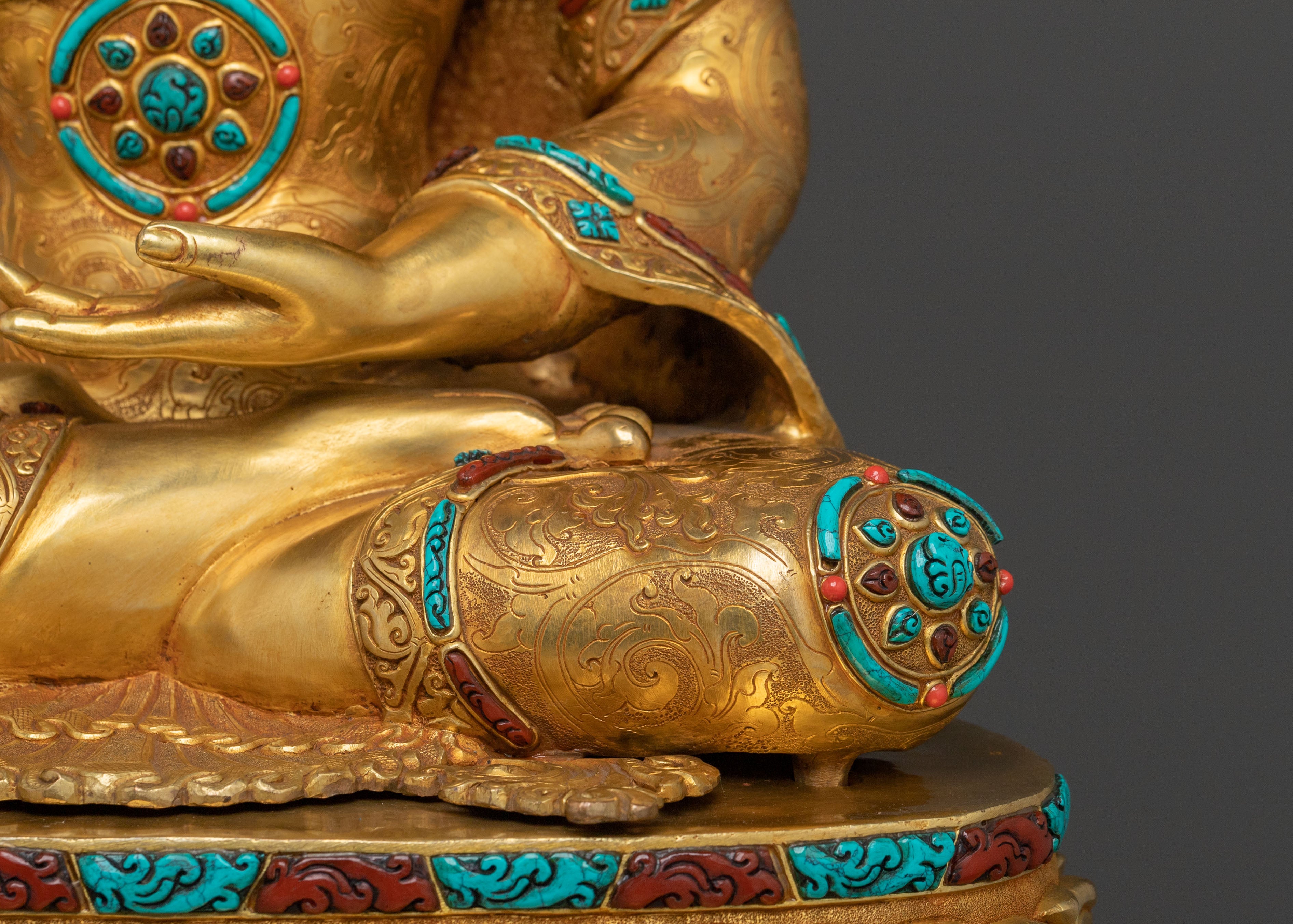 Shakyamuni Buddha Statue On Throne | Home Decor