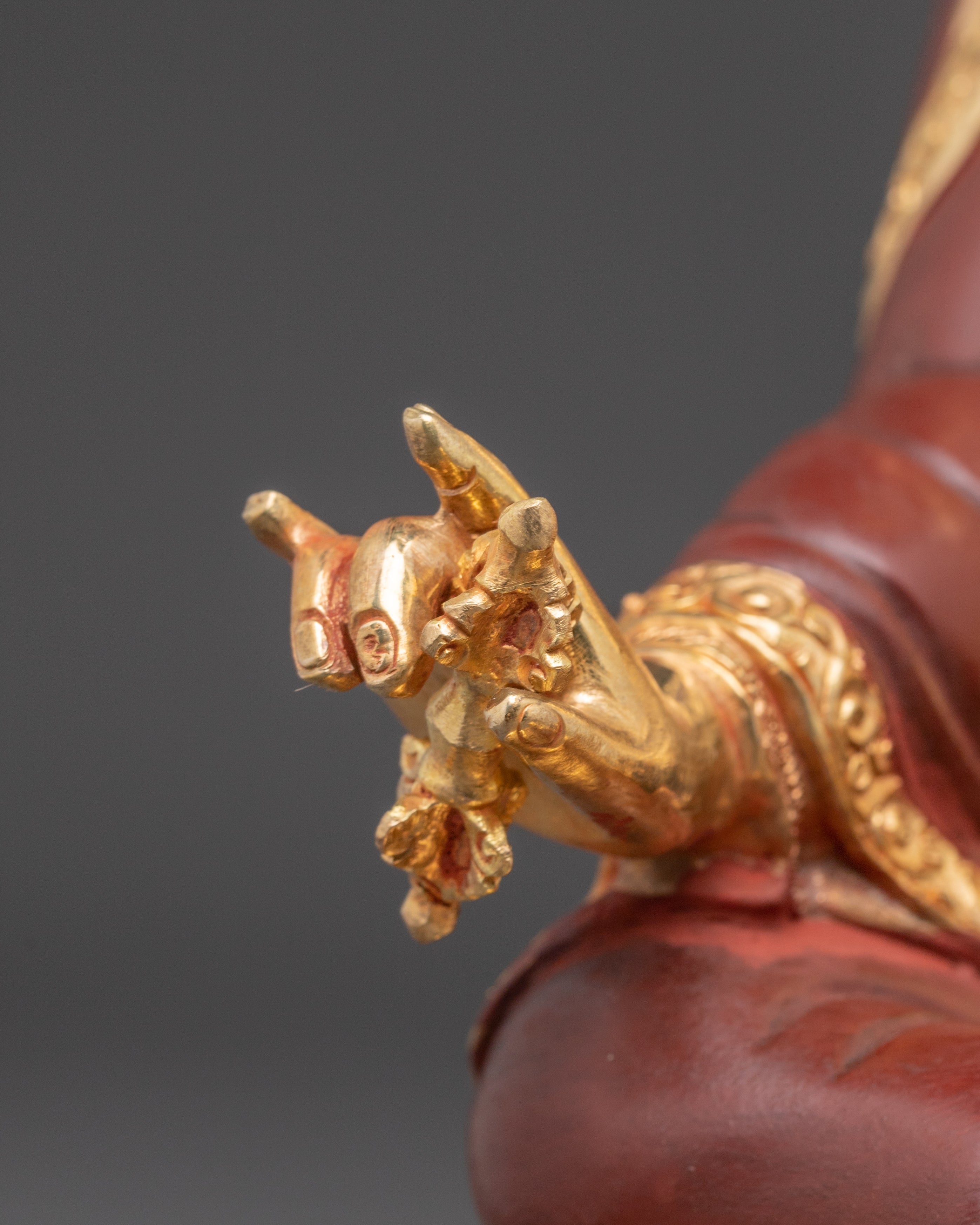 Nepalese Handcrafted Guru Rinpoche Copper Statue