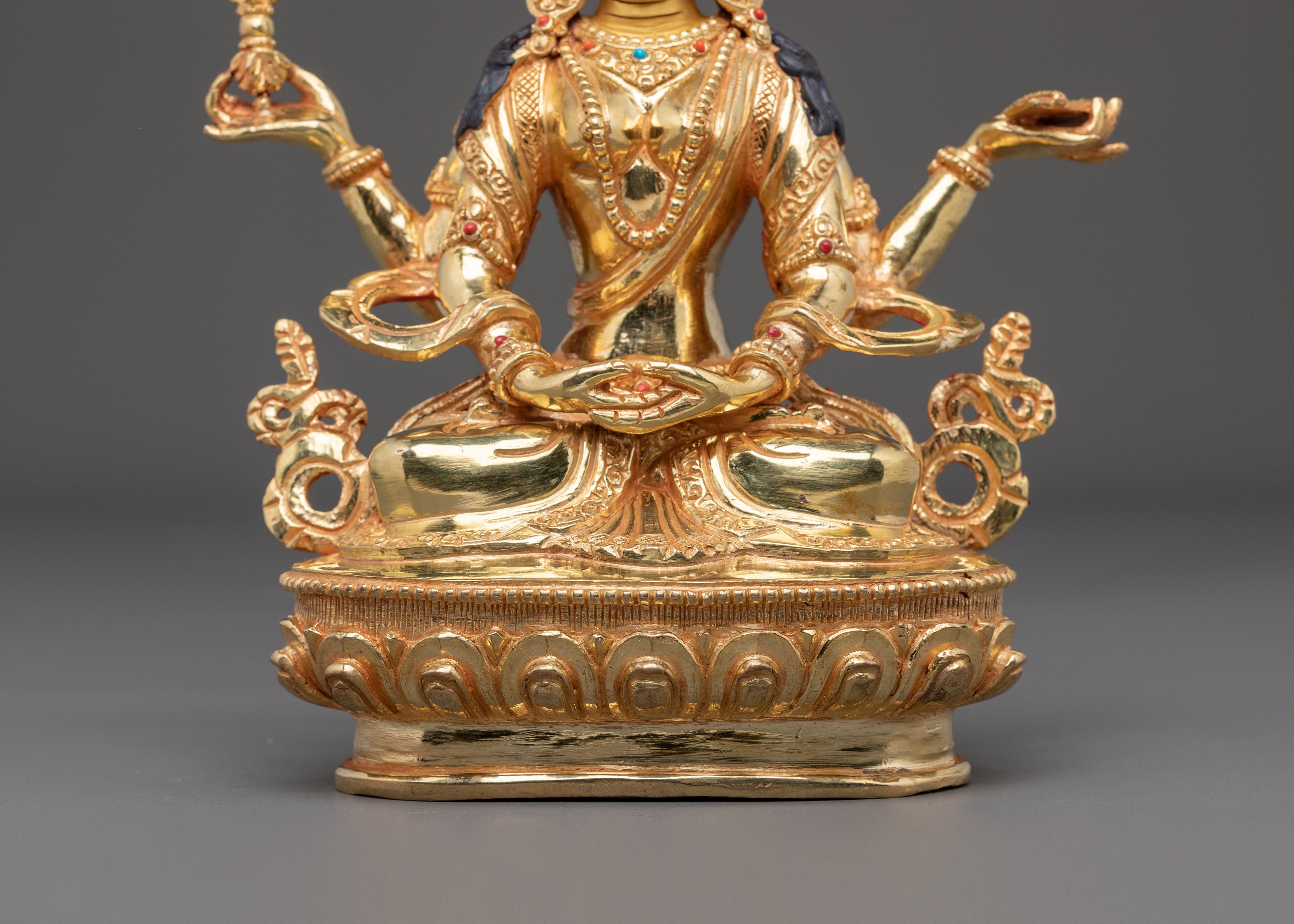 Handmade Prajnaparamita Statue | 24K Gold Gilded Goddess Figurine