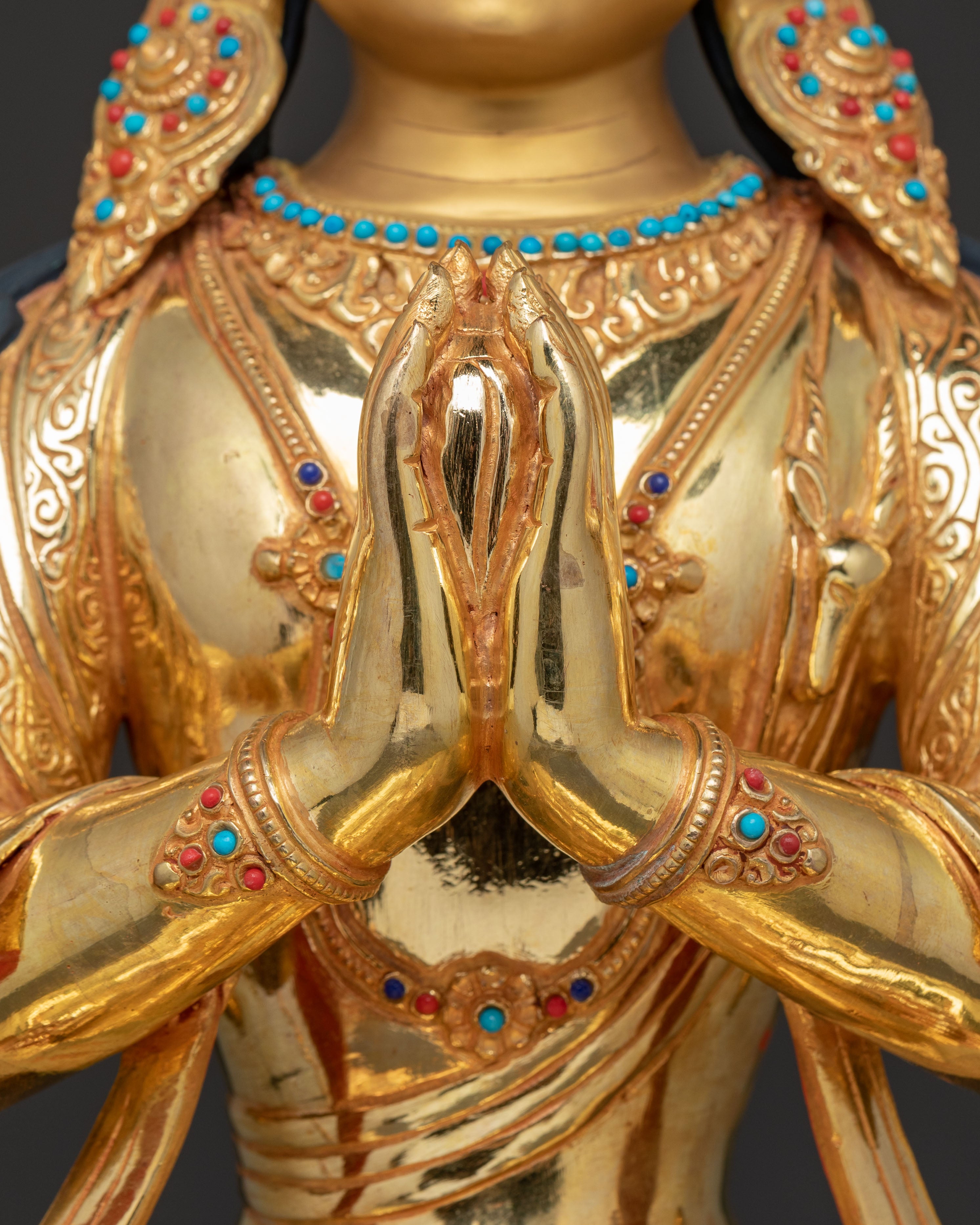 Golden Avalokiteshvara Statue: Bodhisattva of Compassion