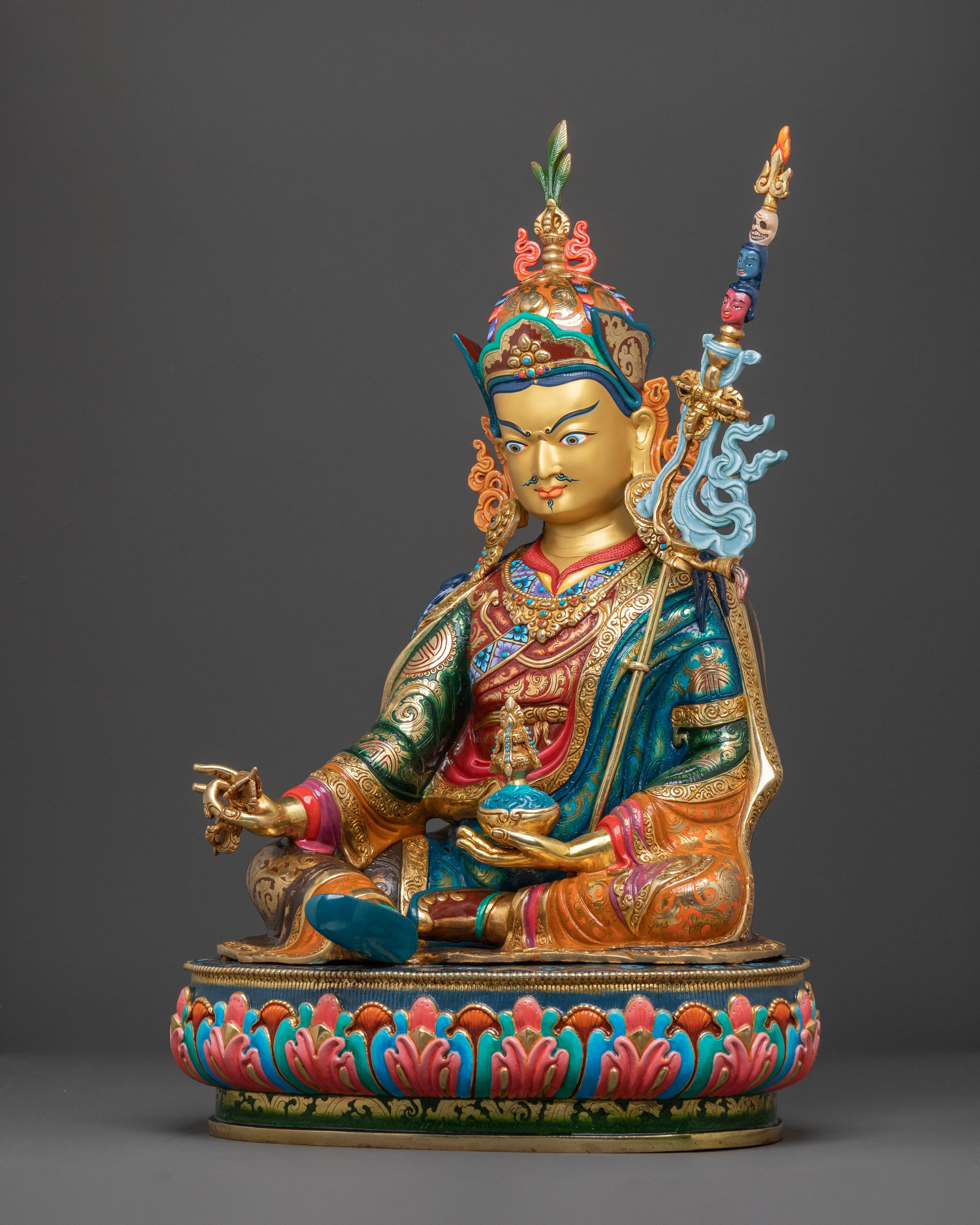 Magnificent Guru Rinpoche Vajra Master Statue | 24K Gold Gilded