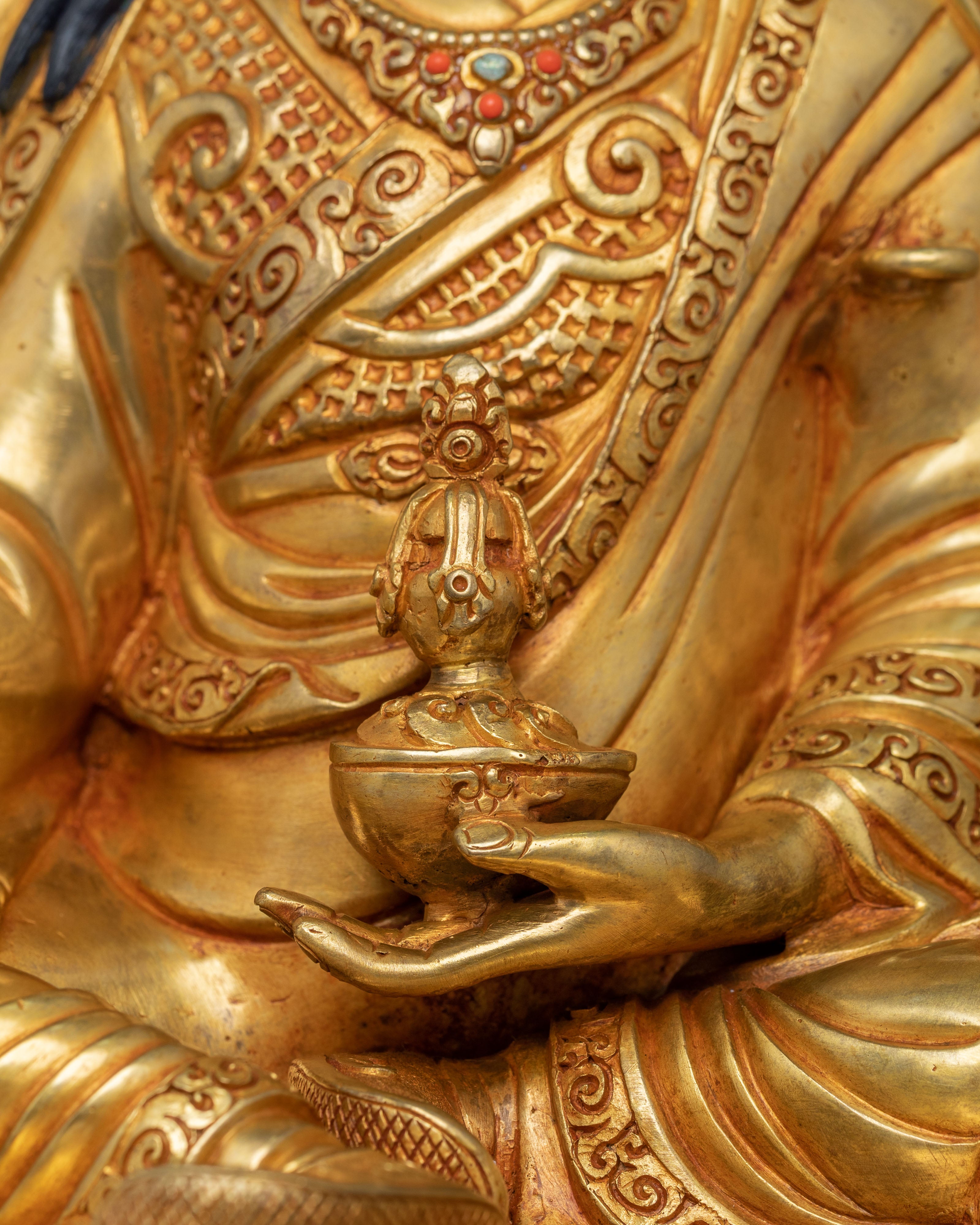 Guru Rinpoche 24K Gold Gilded Divine Sculpture