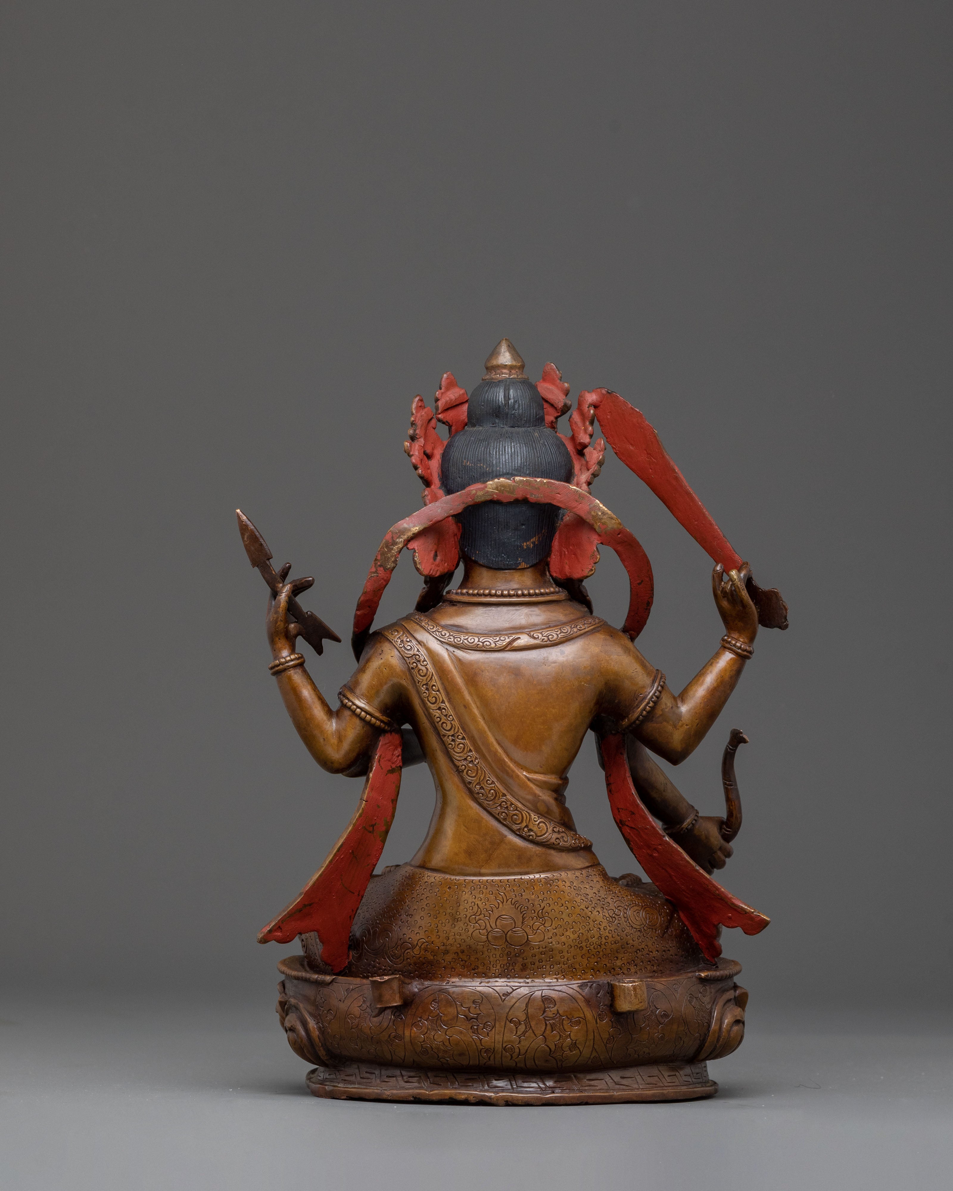 Handcrafted Maha Manjushri Wisdom Statue: Bodhisattva of Wisdom