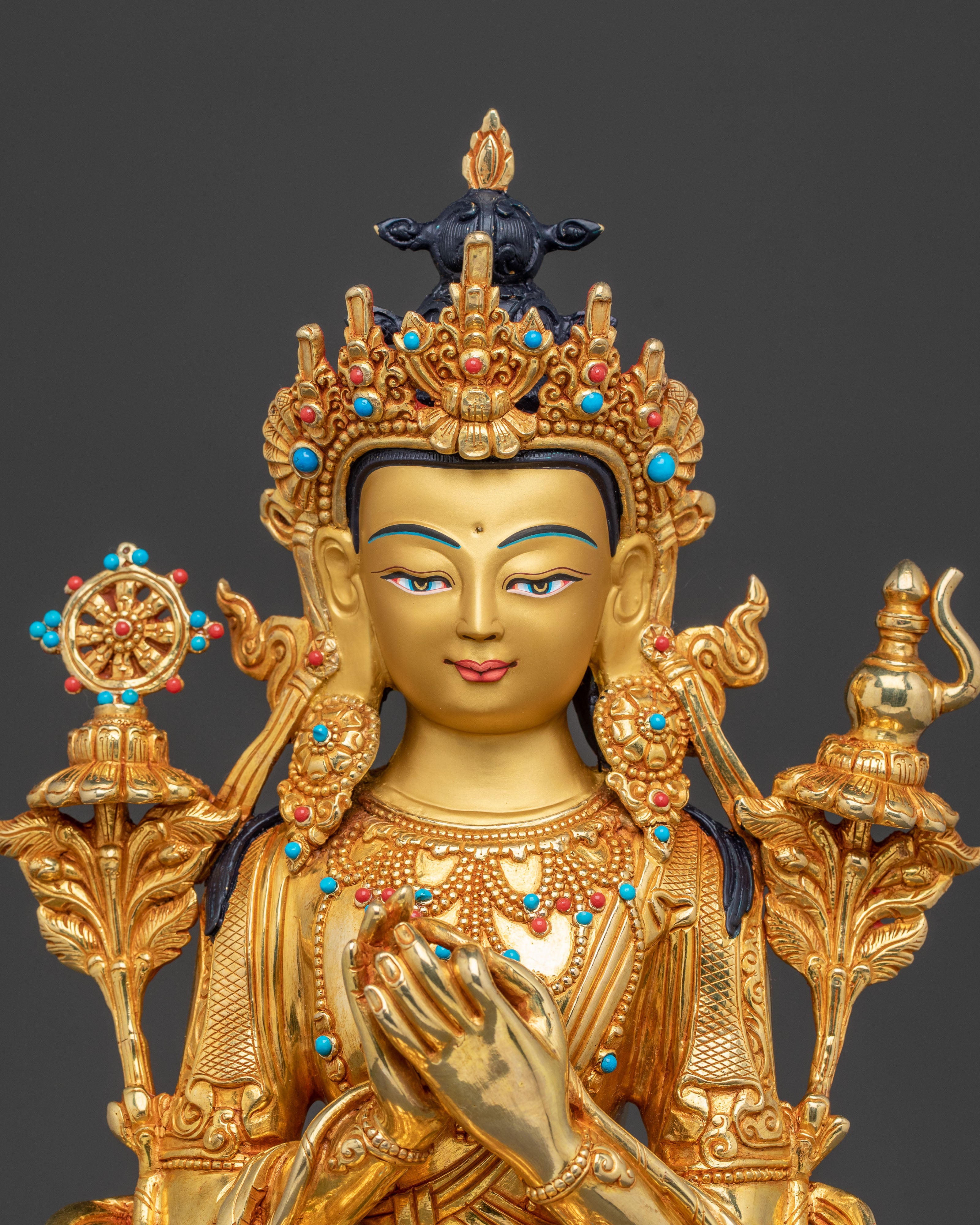 Maitreya Buddha 24K Gold Gilded Copper Statue — Radiant Future Buddha