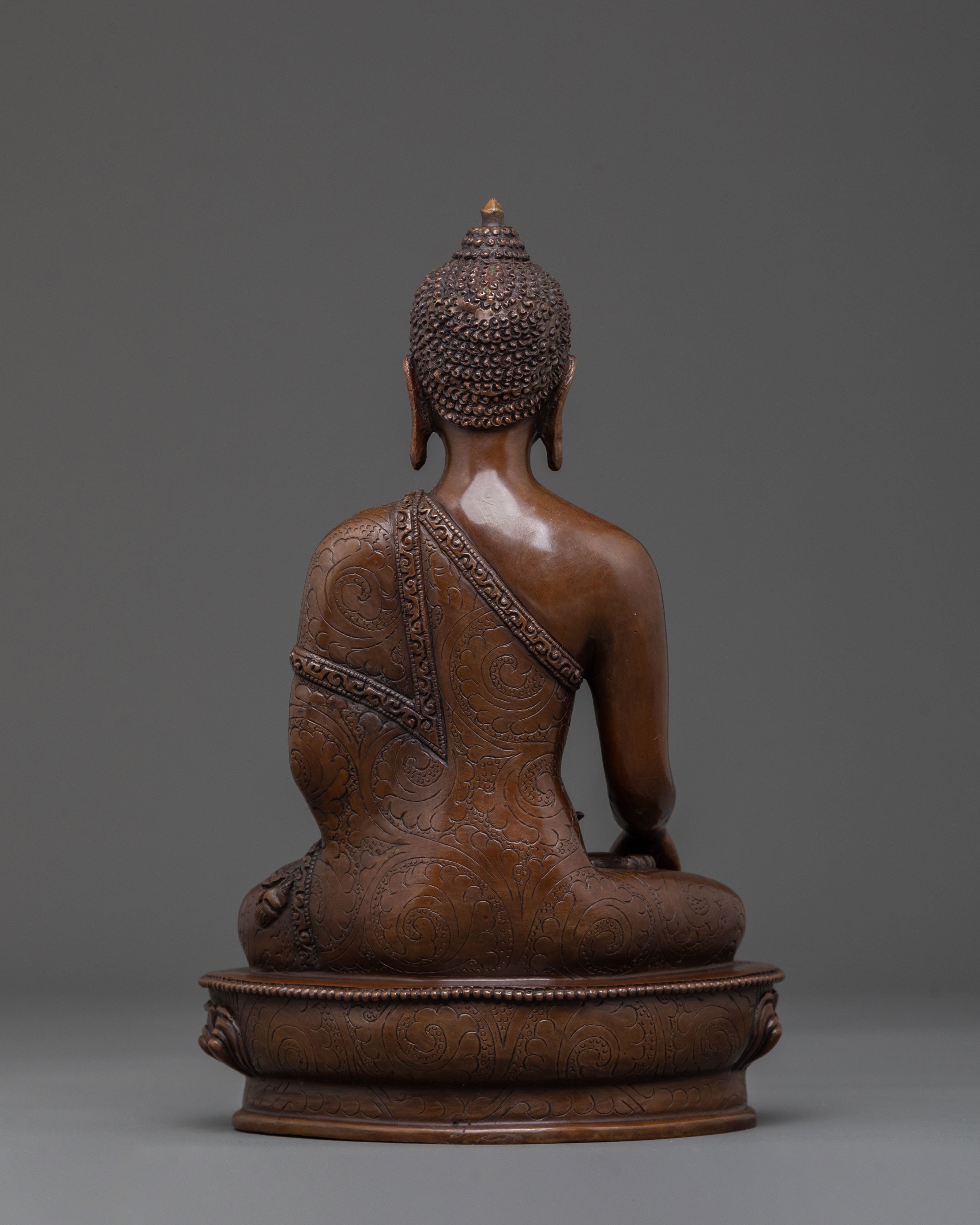 Shakyamuni Buddha: Oxidized Copper Figurine