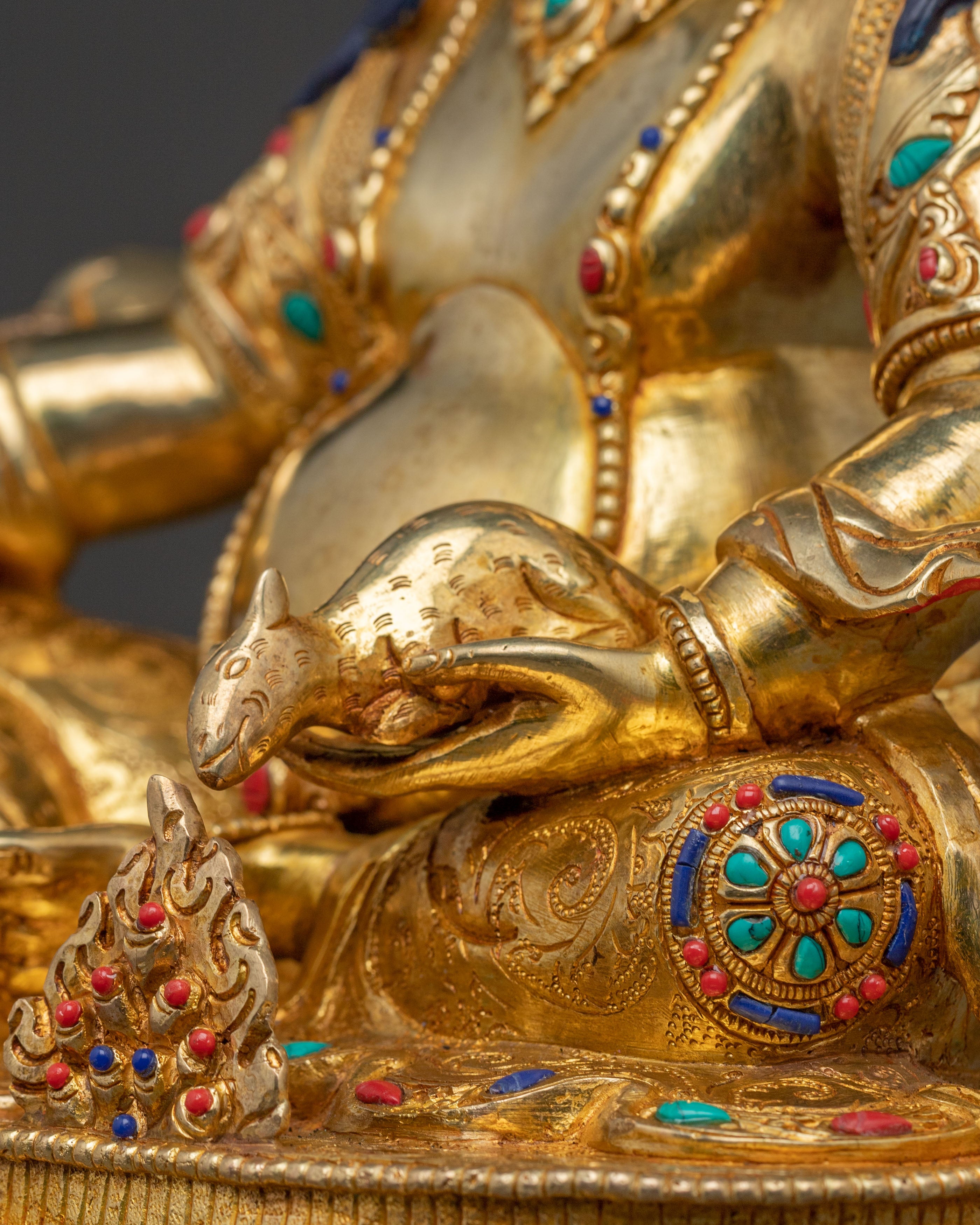 Dzambhala Prosperity God Statue | 24K Gold Gilded Copper Statue