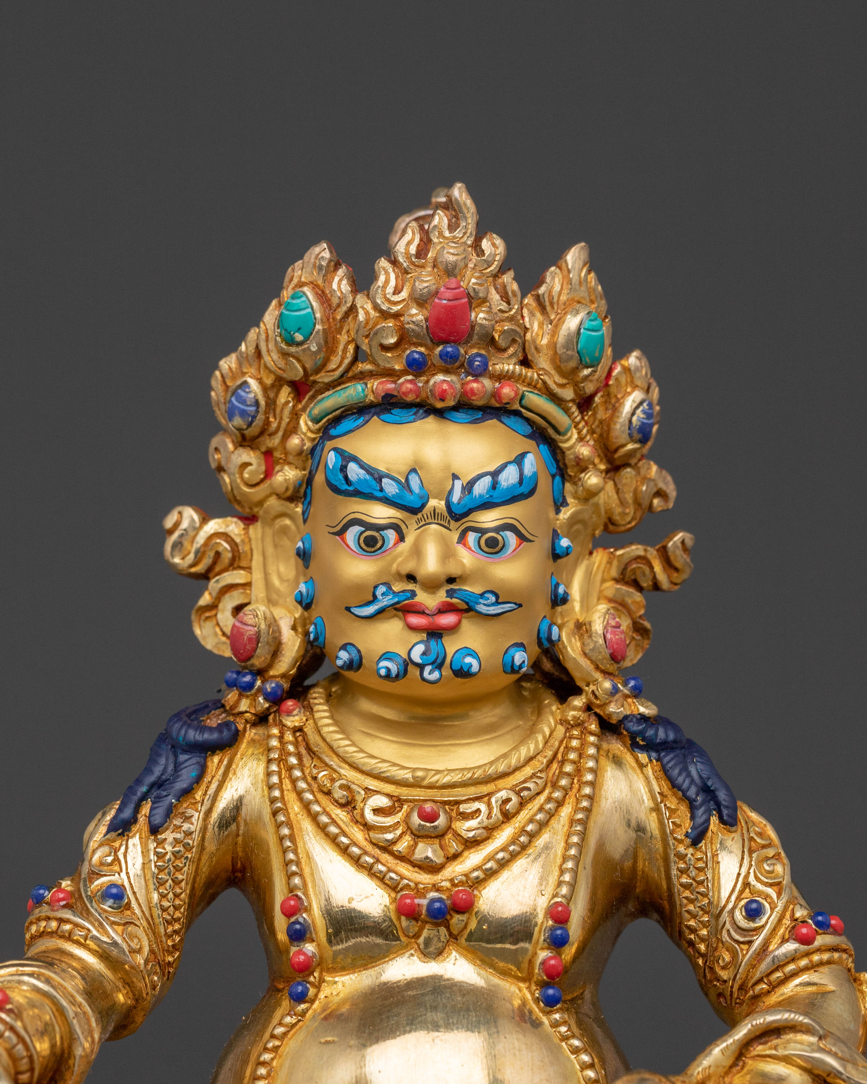 Holy Statue of Dzambhala | Exquisite 24K Gilded Copper Statue