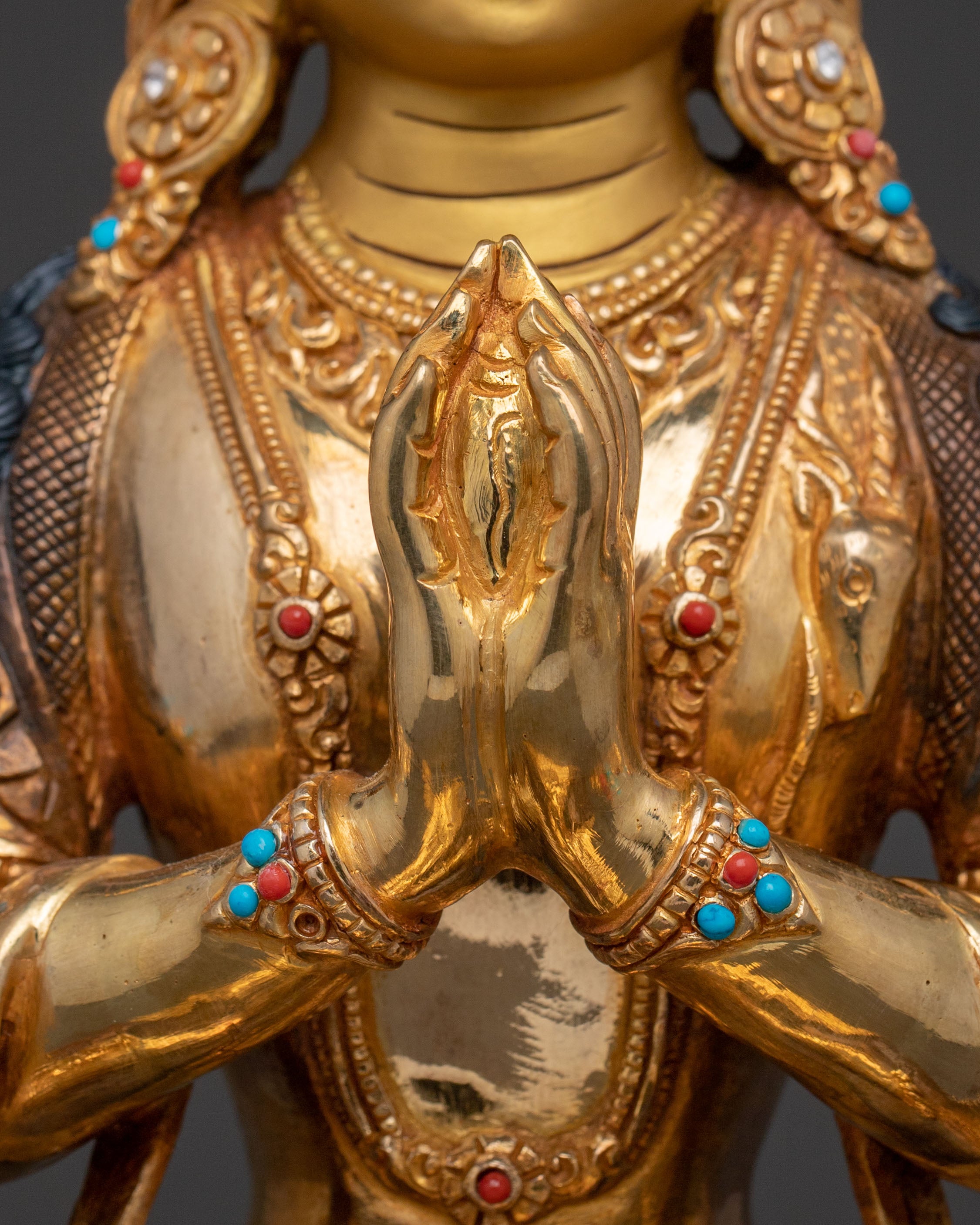 Chenrezig Tranquil Protector Statue | 24K Gilded Copper