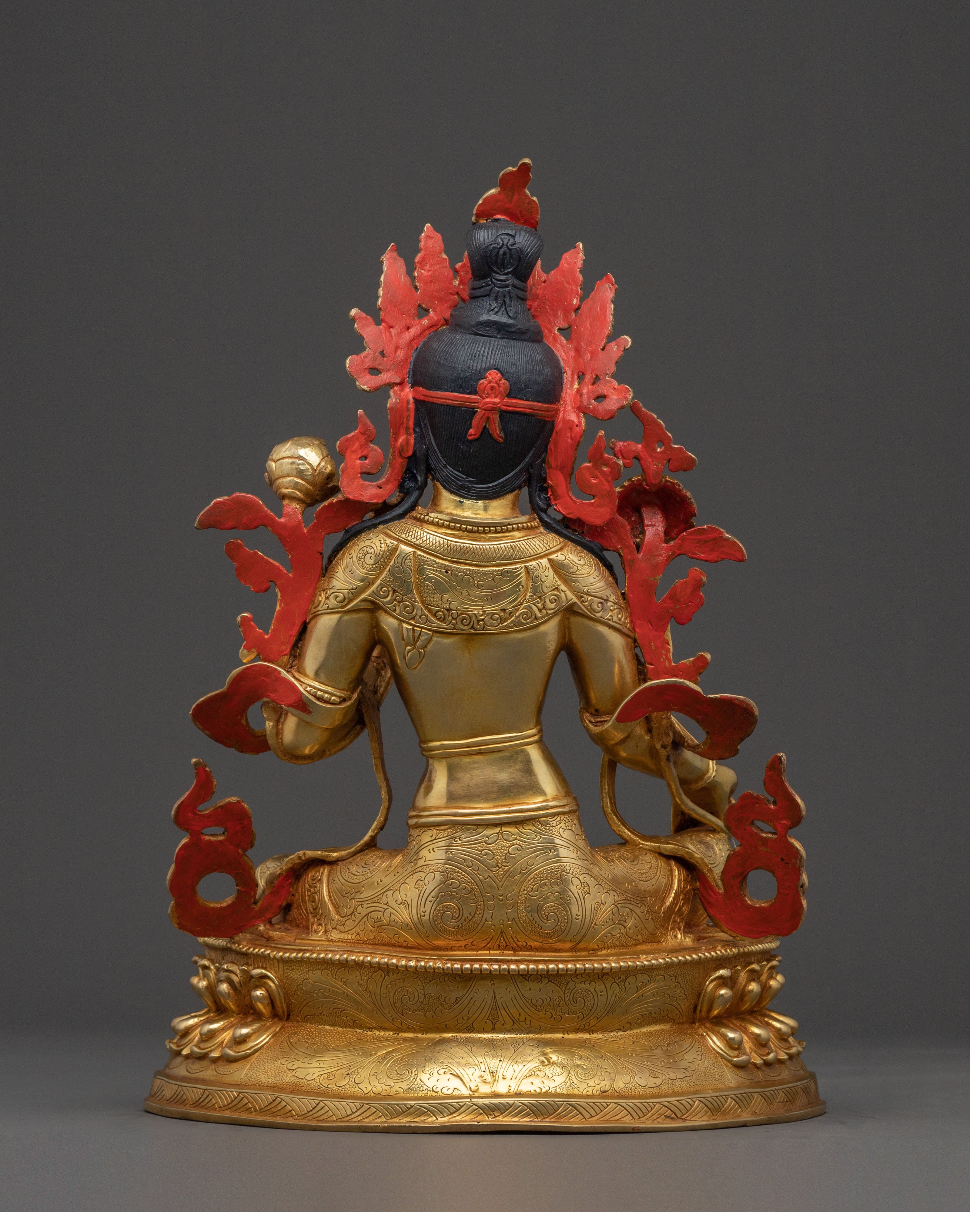 Green Tara Enlightened Mother Statue - 24K Gold Gilded