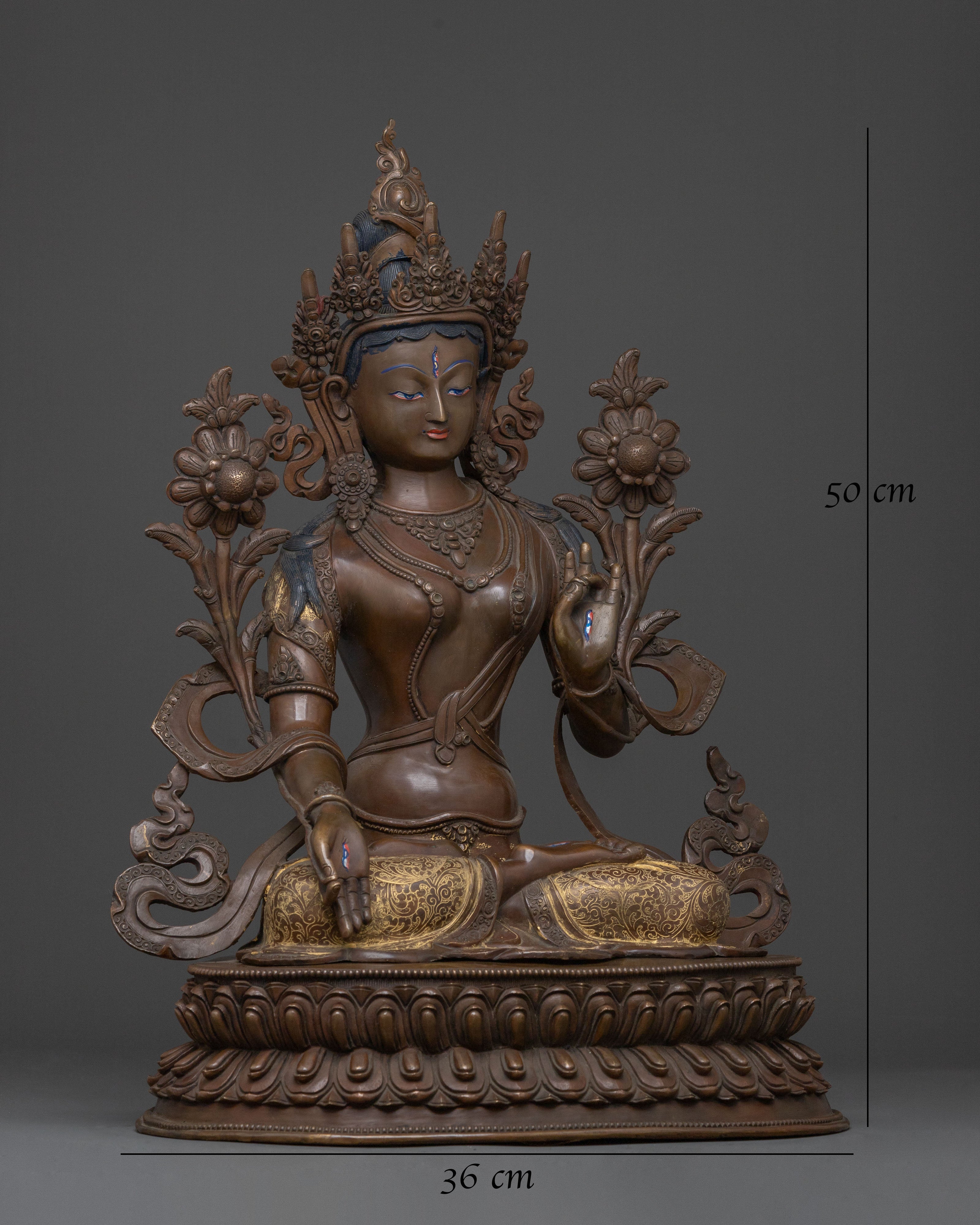 White Tara Oxidized Copper Statue | Long Life Icon