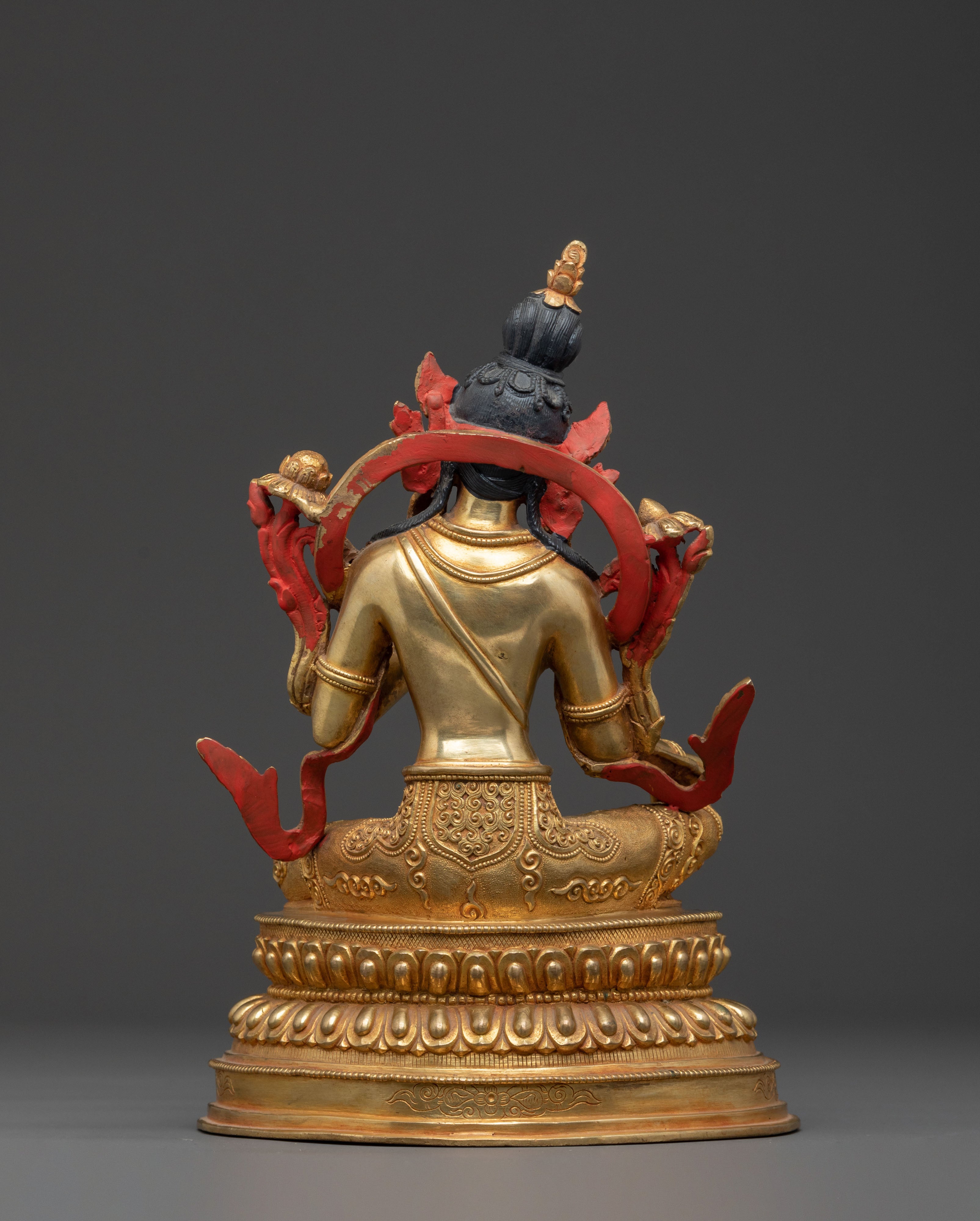 Green Tara 24K Gold Gilded Statue for Rituals