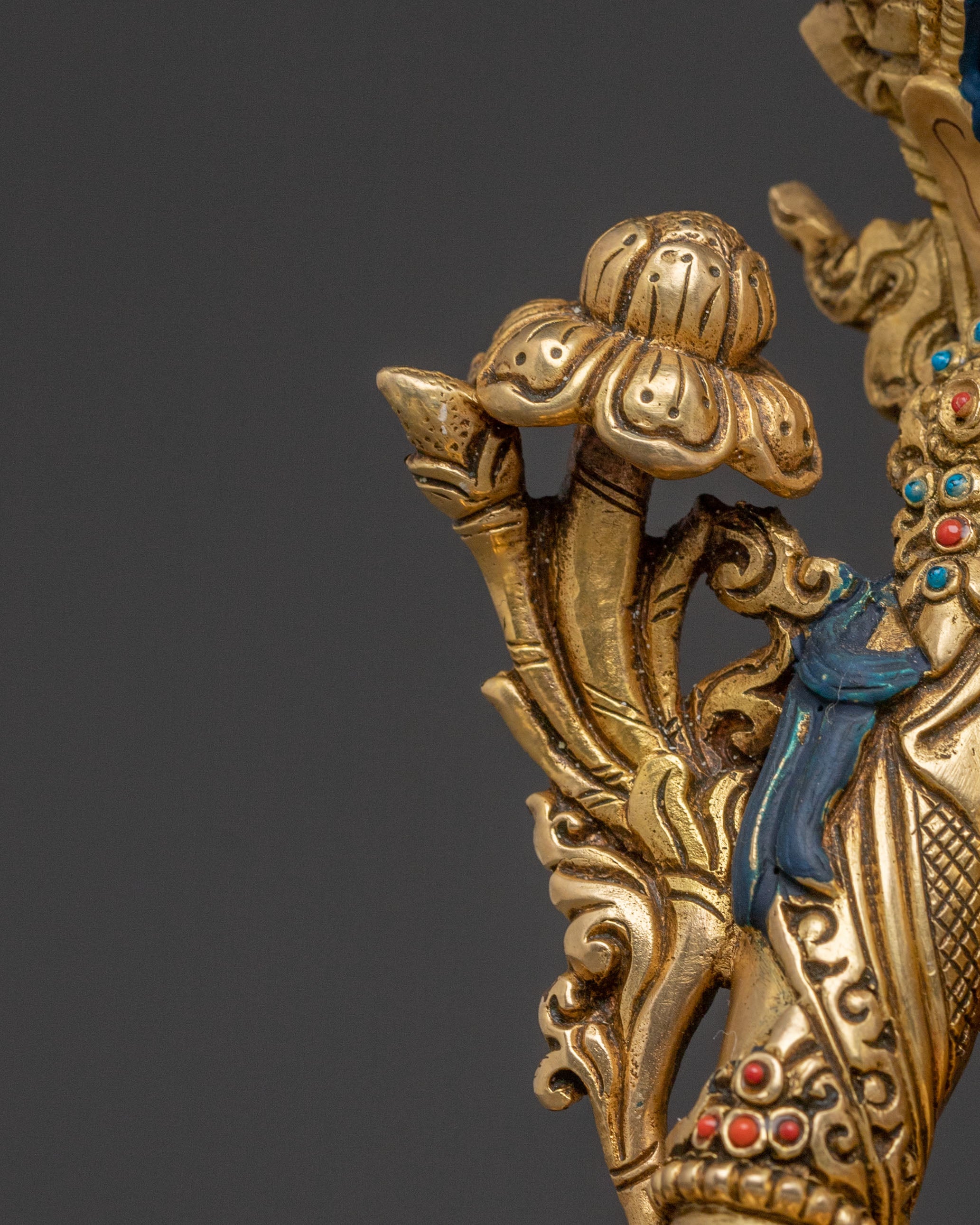 Serene Green Tara Sacred Statue – Gilded Copper Artwork