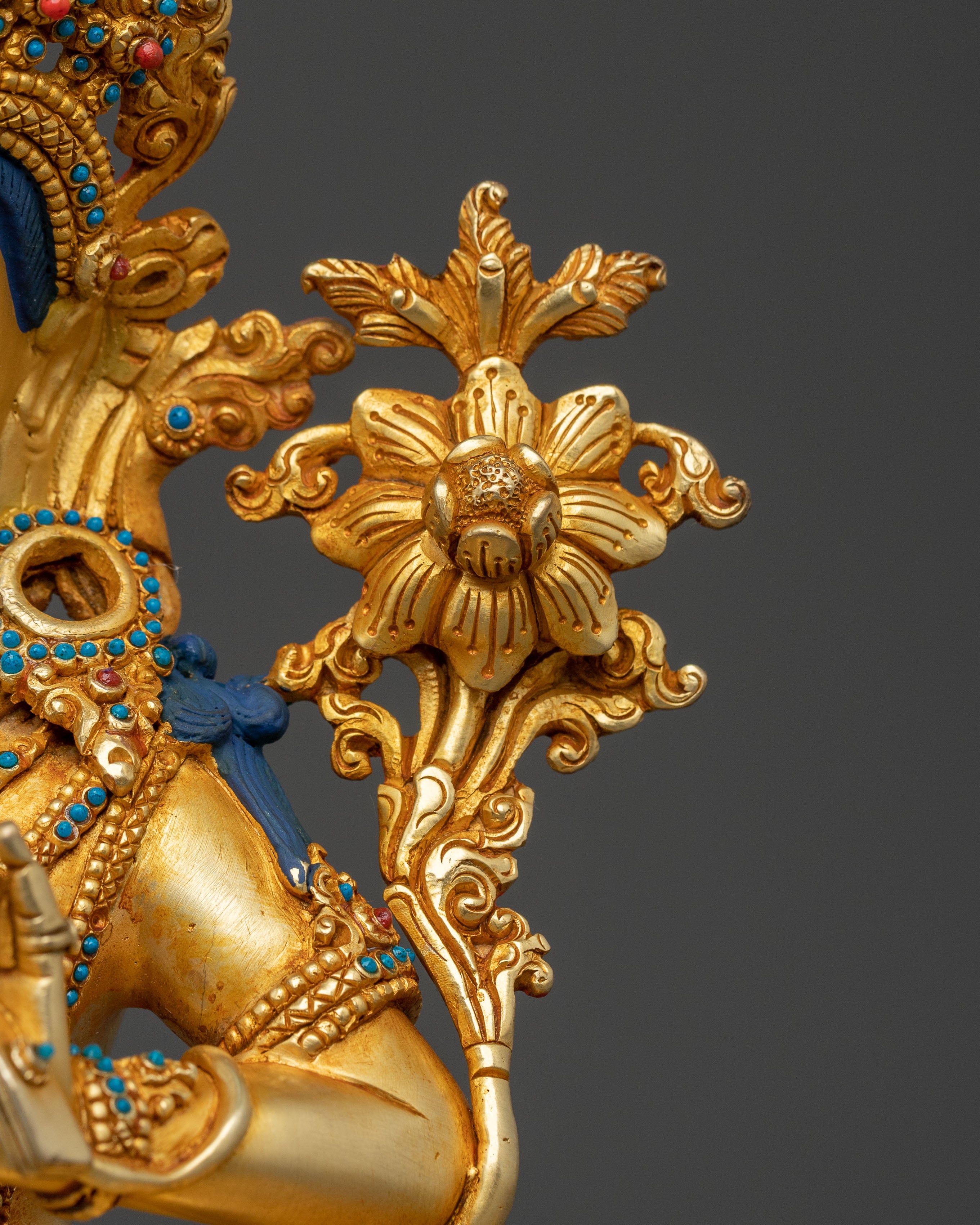 Manjushri Idol: 24K Gold Gilded Sacred Figurine