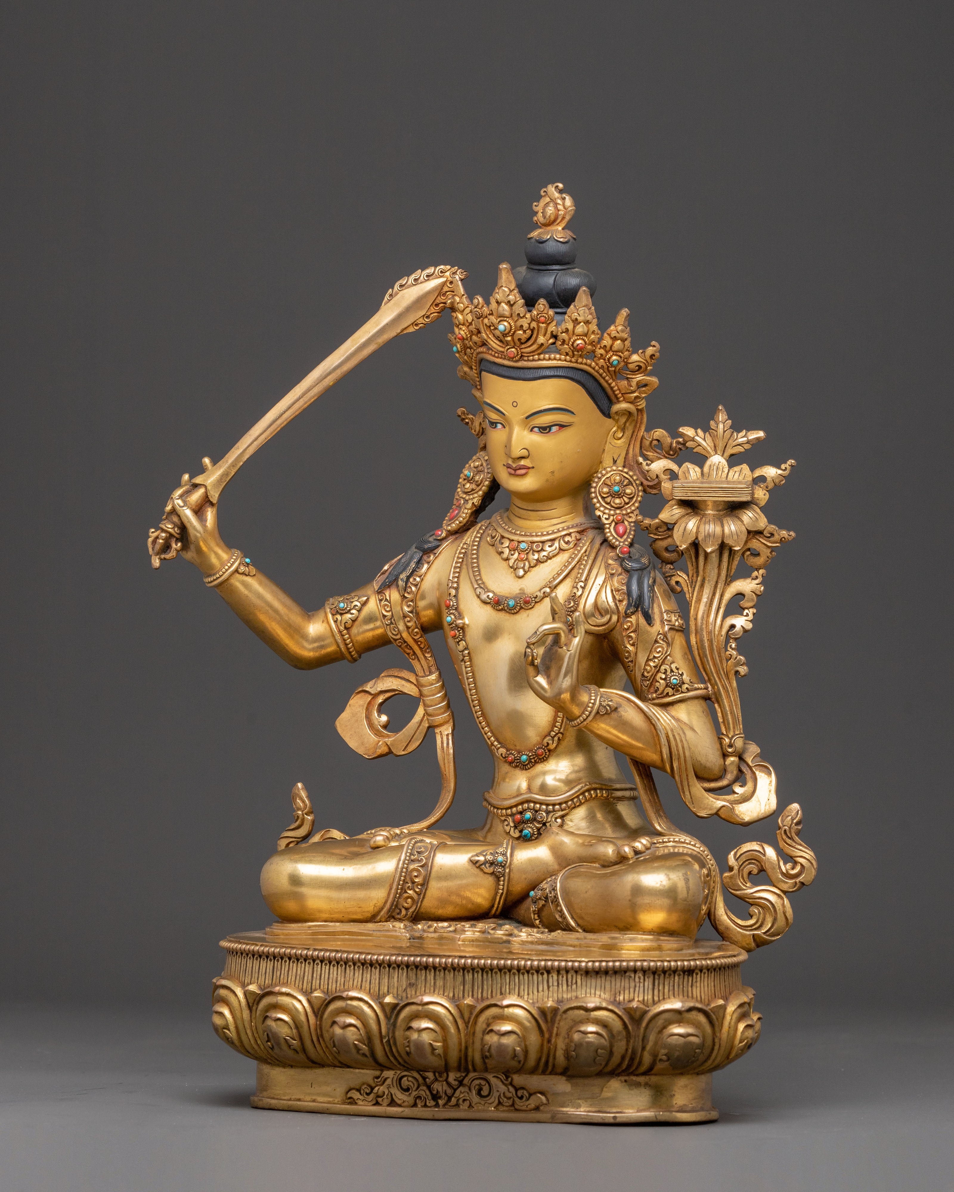 Handmade Manjushri Statue of Power and Wisdom | Spiritual Altar Decor
